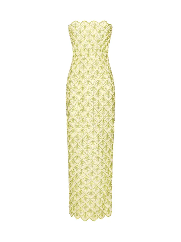 Ariel Column Gown Lime sold by Clio Peppiatt