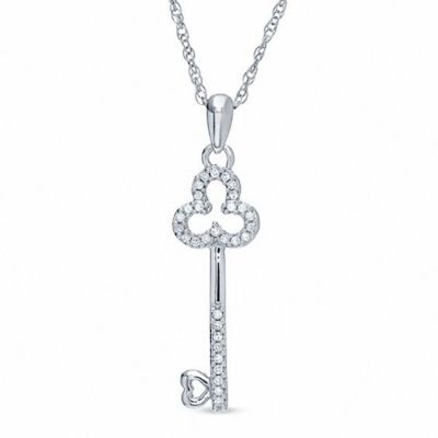 0.10 CT. T.W. Diamond Mini Clover Key Pendant in Sterling Silver sold by Peoples