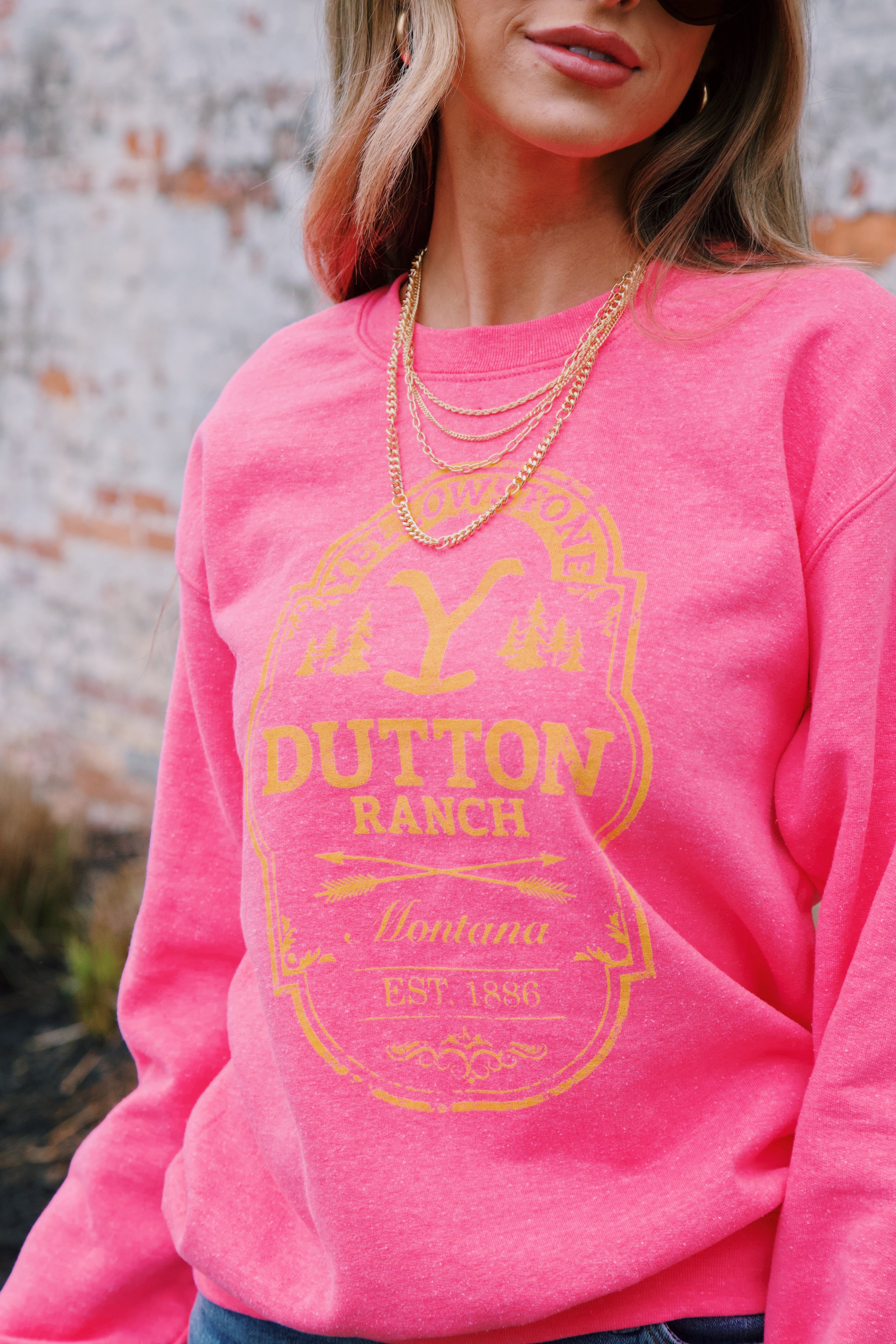 Dutton Ranch Yellowstone Sweatshirt, Hot Pink sold by North & Main Clothing Company product image thumbnail 5
