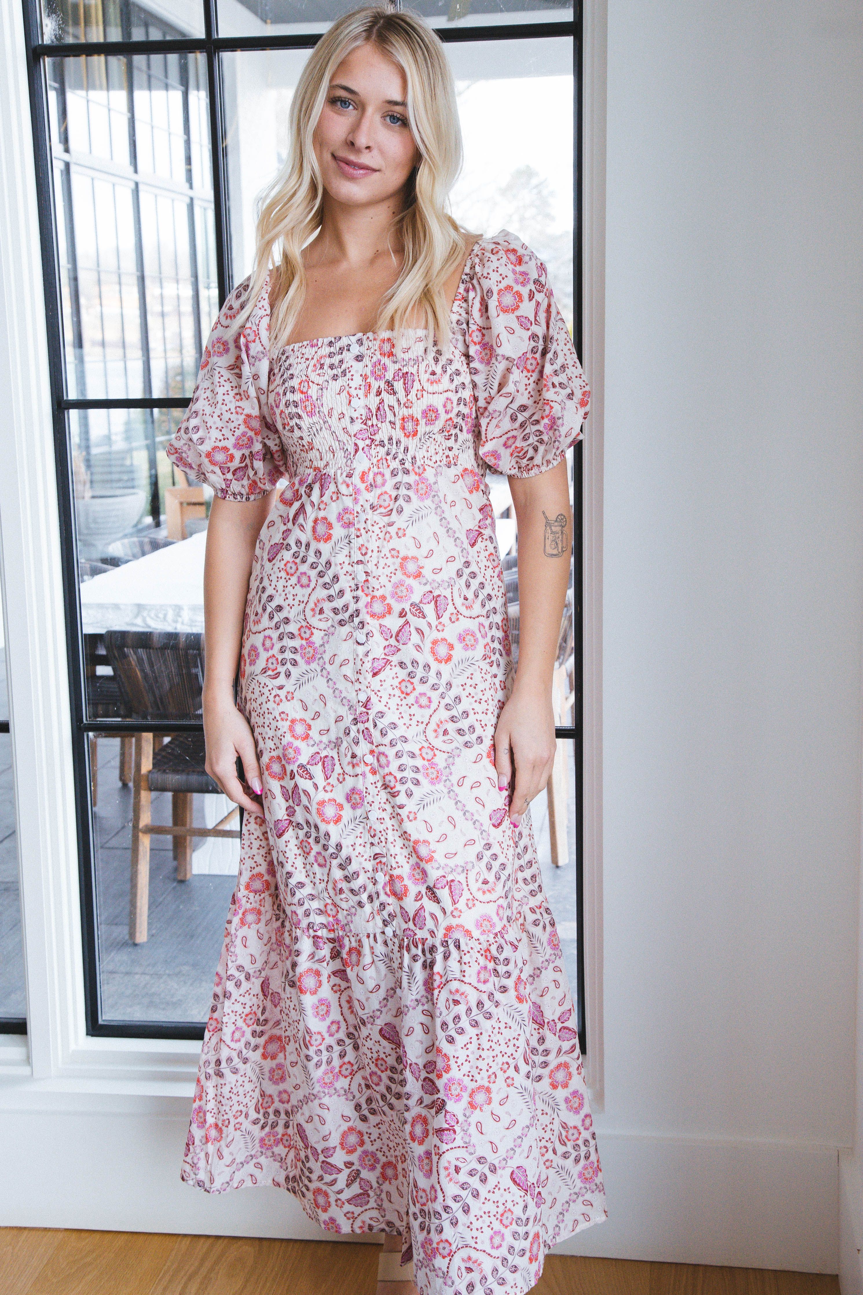 Tinsley Woven Maxi Dress, Cream Pink sold by North & Main Clothing Company product image thumbnail 2