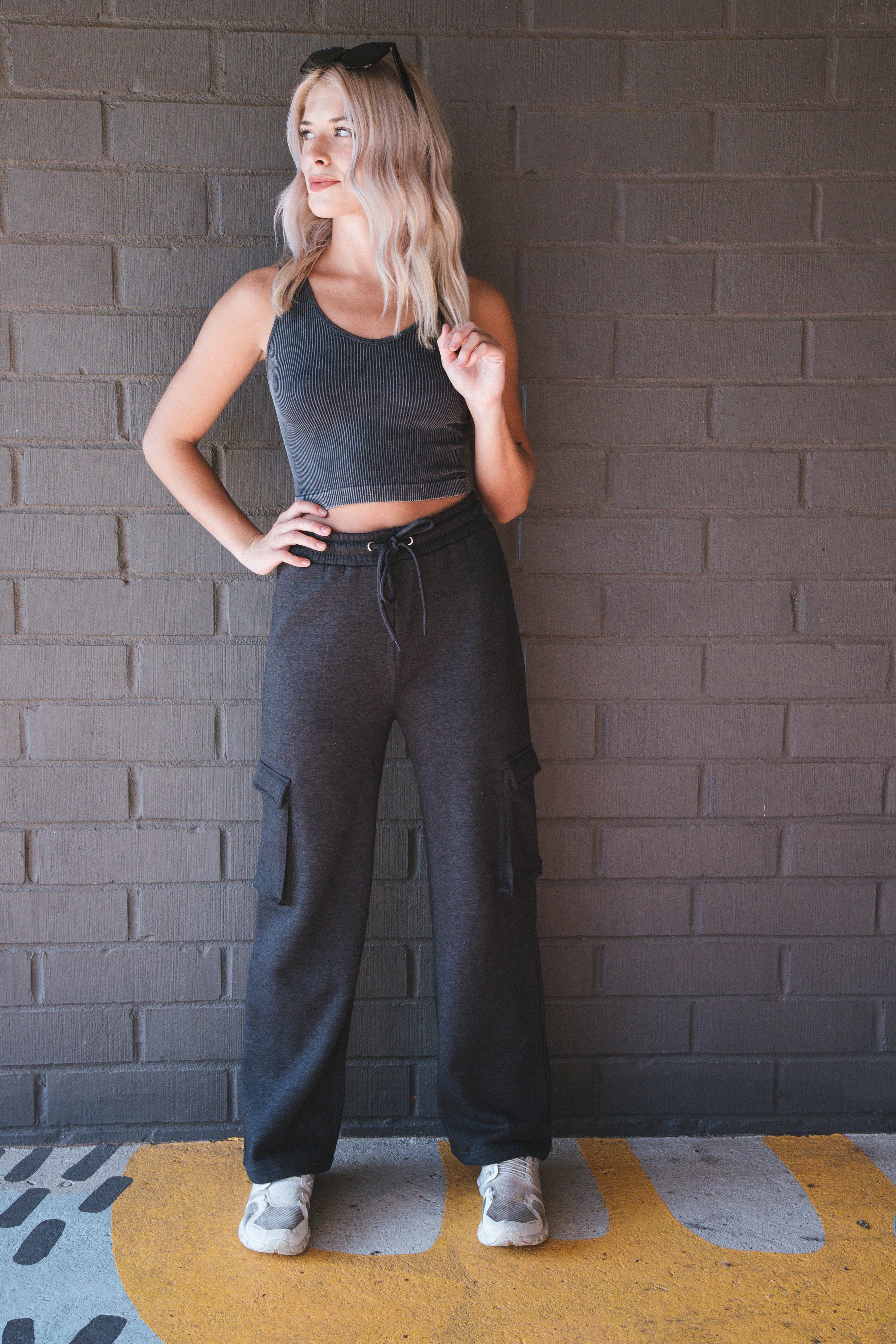Felicity Cargo Straight Leg Pant, Charcoal sold by North & Main Clothing Company product image thumbnail 2