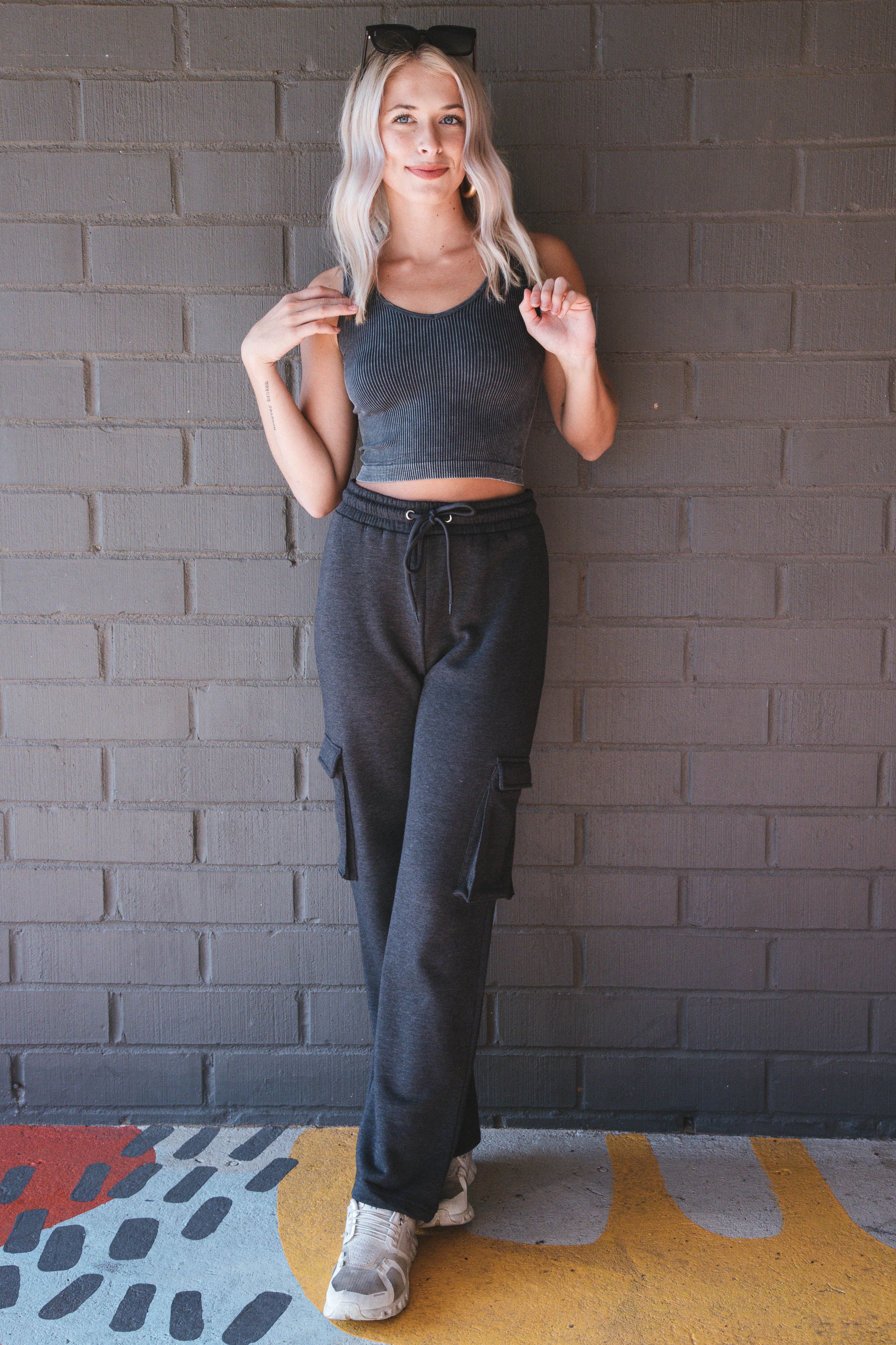 Felicity Cargo Straight Leg Pant, Charcoal sold by North & Main Clothing Company product image thumbnail 4