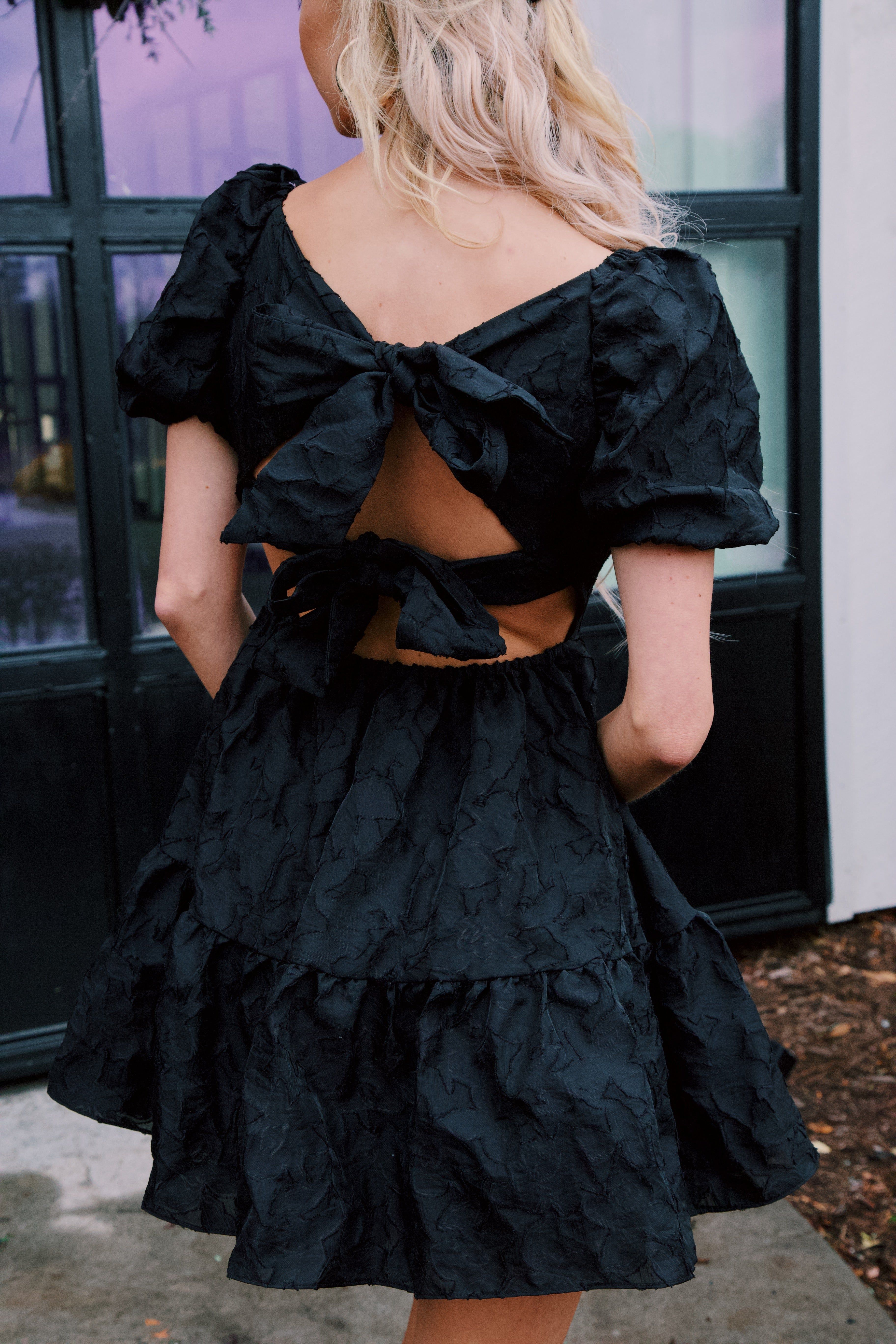 Easton Tiered Mini Dress, Black sold by North & Main Clothing Company product image thumbnail 5