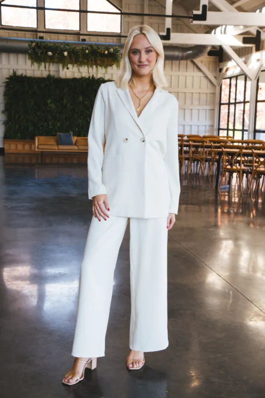 Carrey Wide Leg Pants, Ivory | Sadie & Sage sold by North & Main Clothing Company