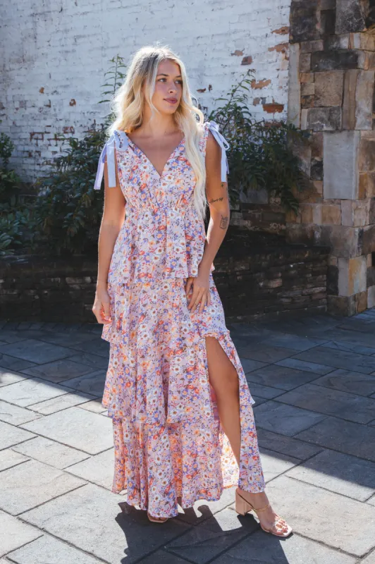 Veronica Tiered Floral Maxi Dress, Rosey sold by North & Main Clothing Company