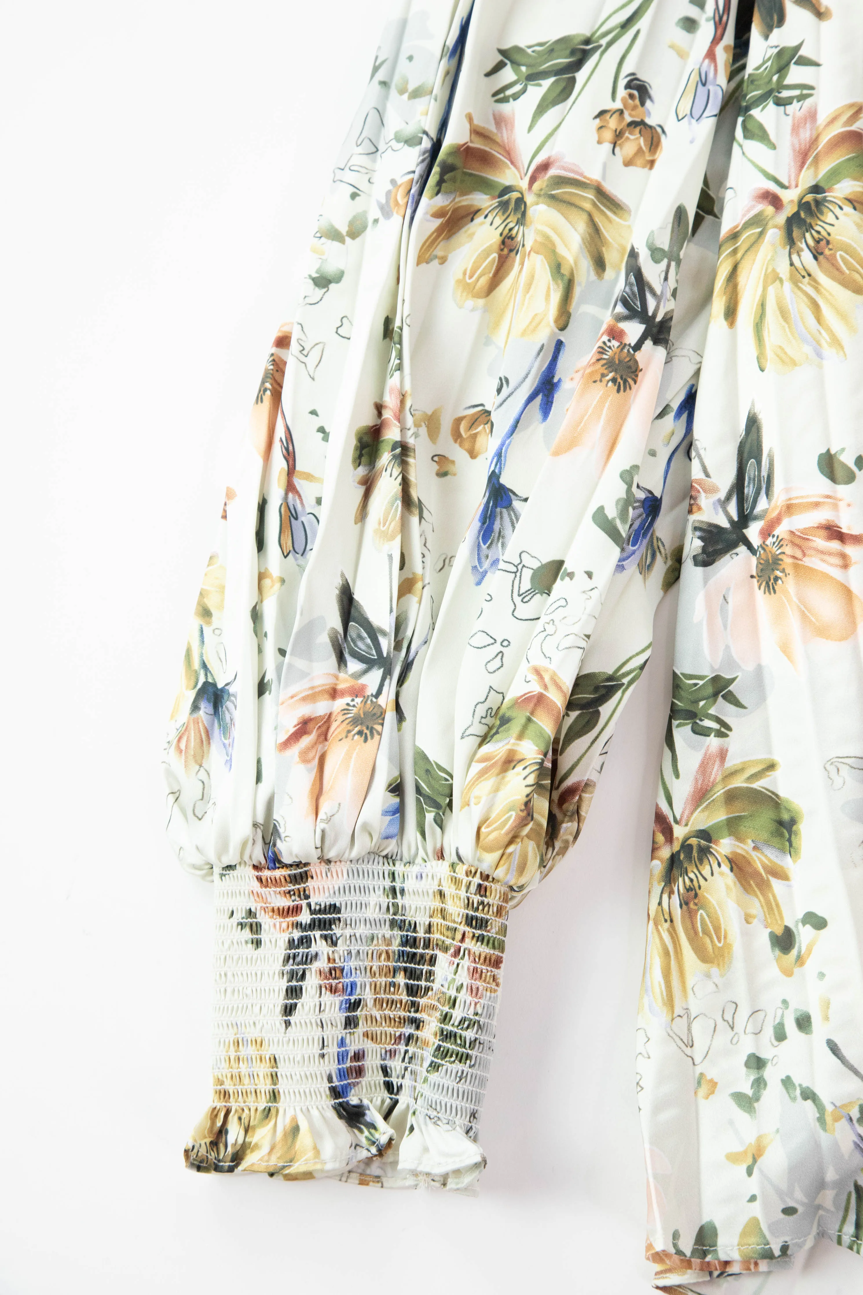 Lucille Floral Tie Neck Blouse, Cream Floral | Plus Size sold by North & Main Clothing Company product image thumbnail 2