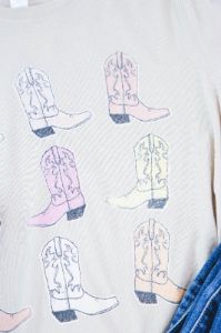 Cowboy Boots Graphic Tee, Tan sold by North & Main Clothing Company