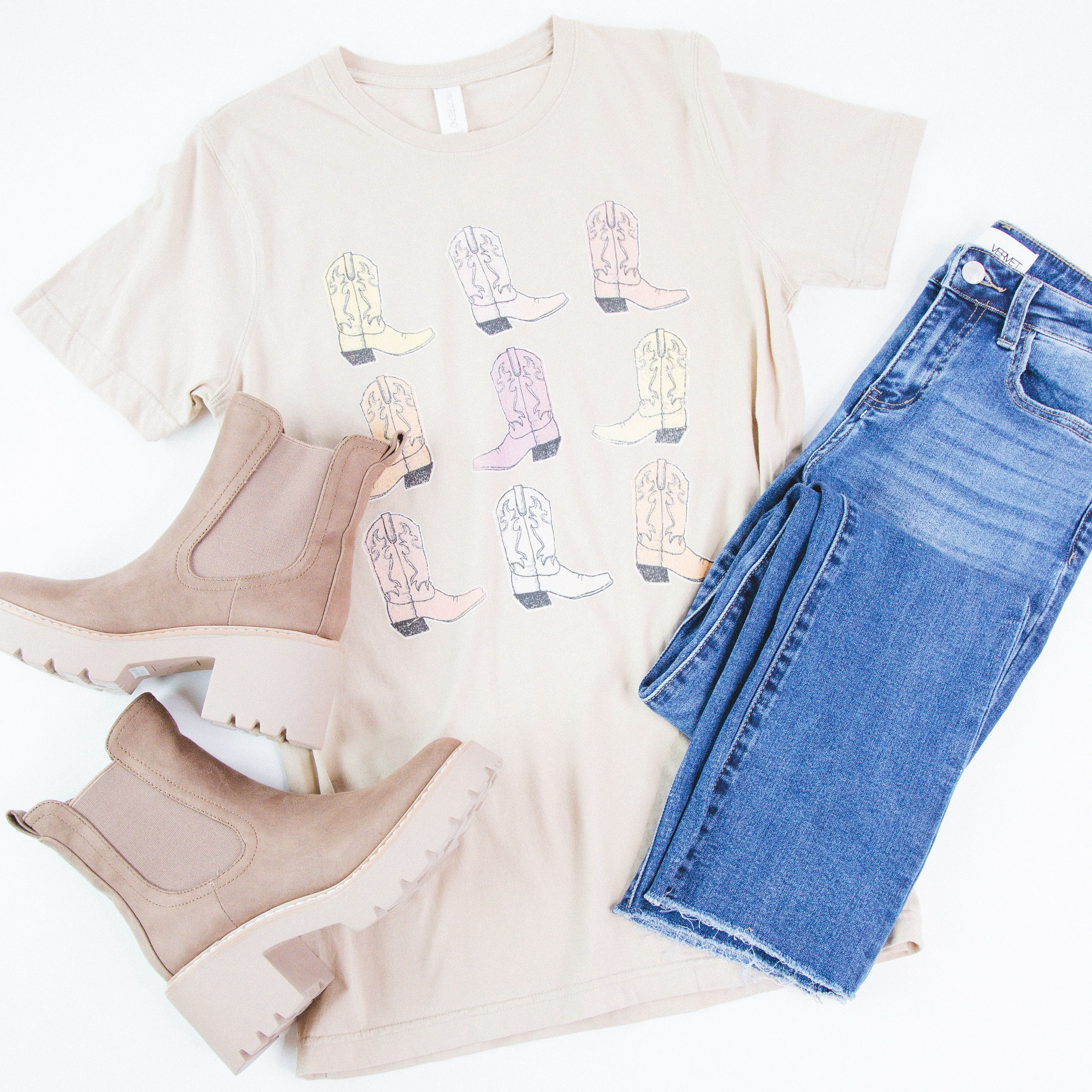 Cowboy Boots Graphic Tee, Tan sold by North & Main Clothing Company product image thumbnail 3