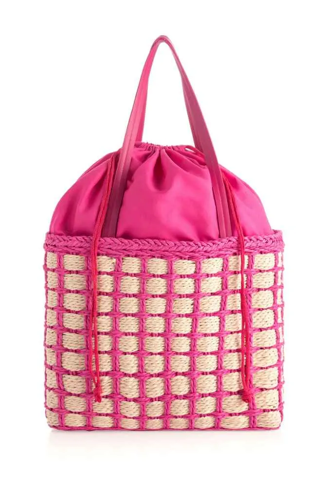 Hayley Woven Straw Tote, Pink sold by North & Main Clothing Company product image thumbnail 2