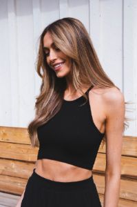 Shy Ribbed Crop Top, Black sold by North & Main Clothing Company