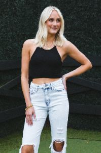 Shy Ribbed Crop Top, Black sold by North & Main Clothing Company
