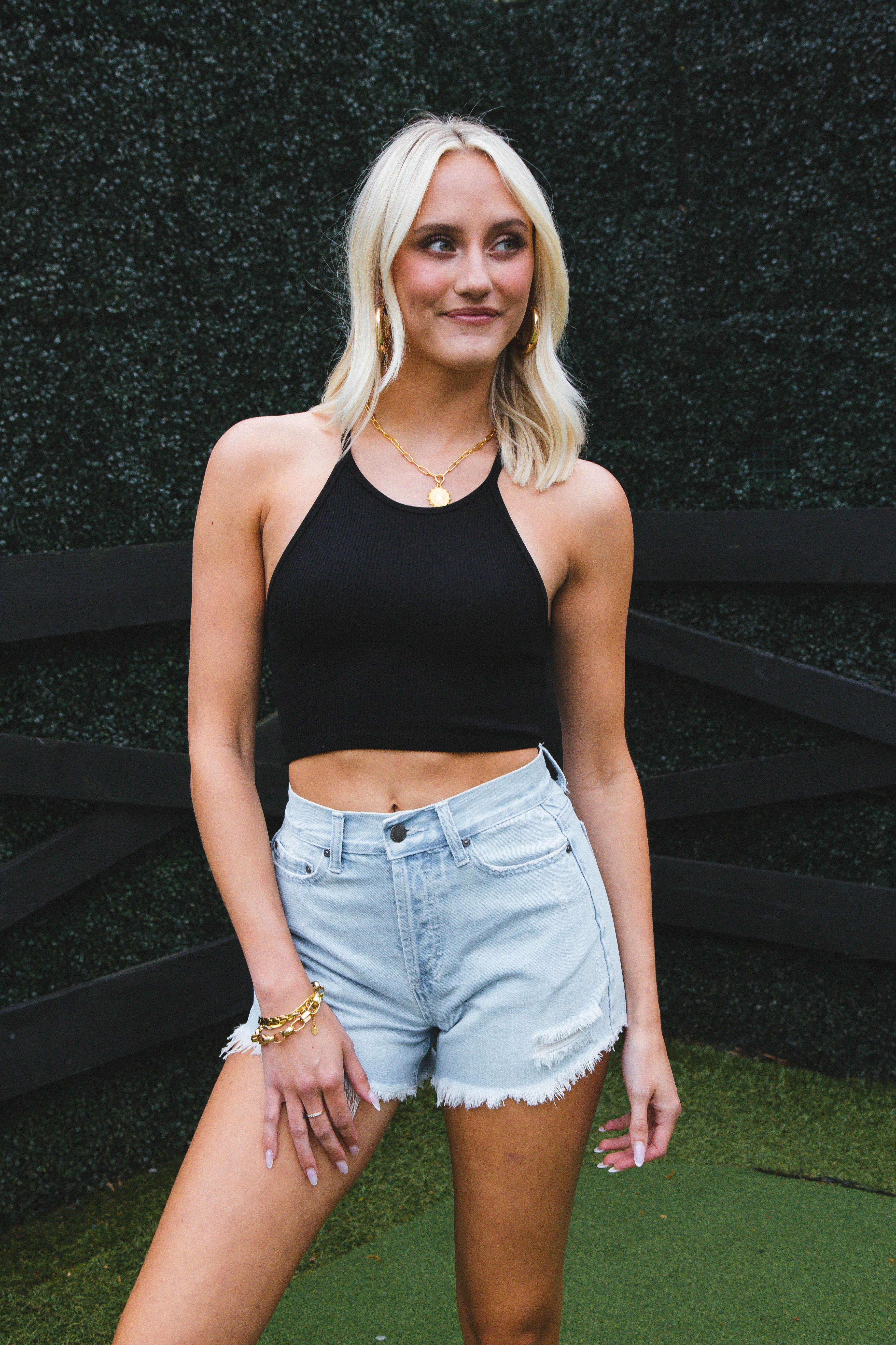 Shy Ribbed Crop Top, Black sold by North & Main Clothing Company product image thumbnail 3