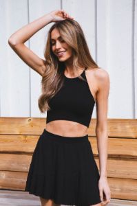 Shy Ribbed Crop Top, Black sold by North & Main Clothing Company