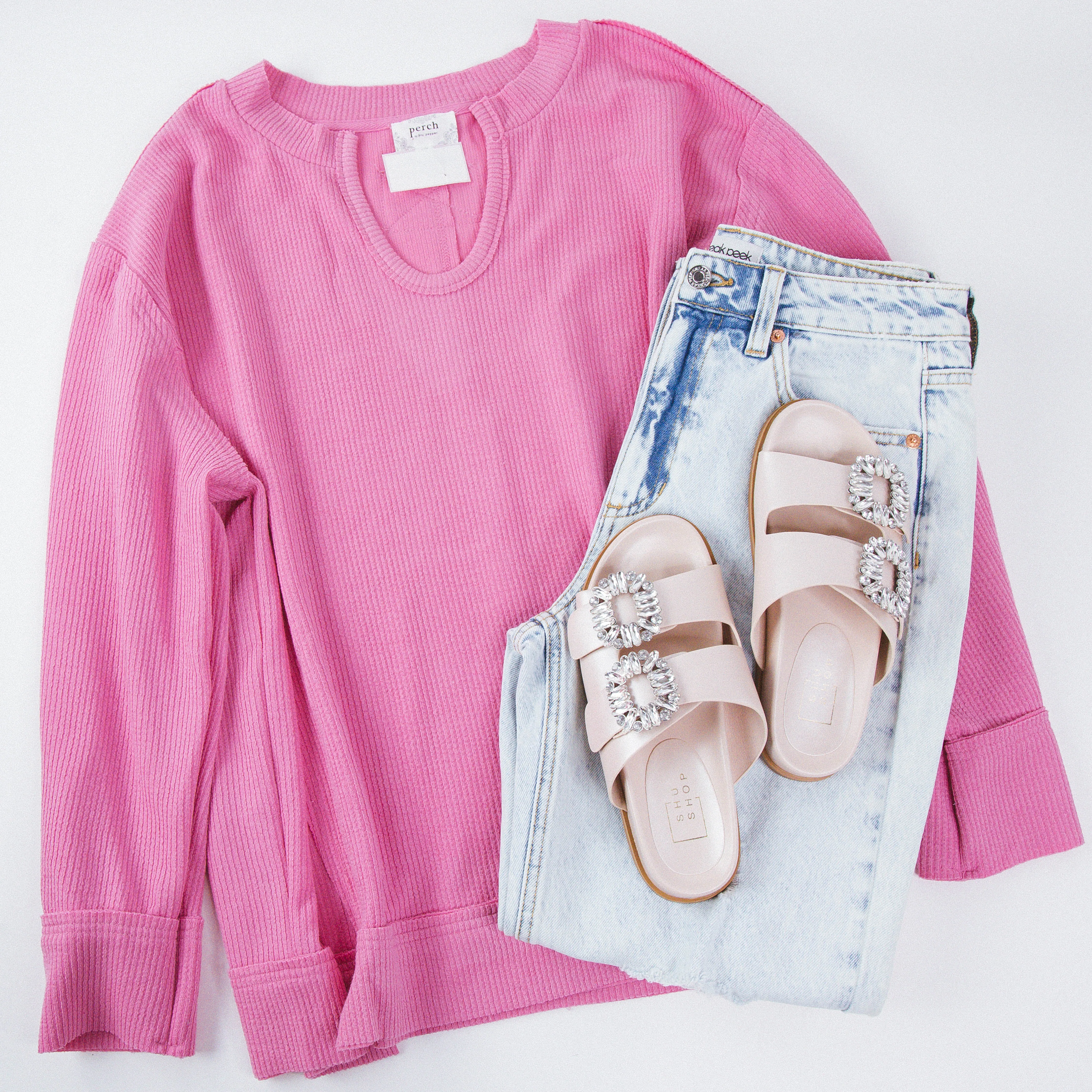 Adele Raw Edge Top, Pink | Plus Size sold by North & Main Clothing Company product image thumbnail 3