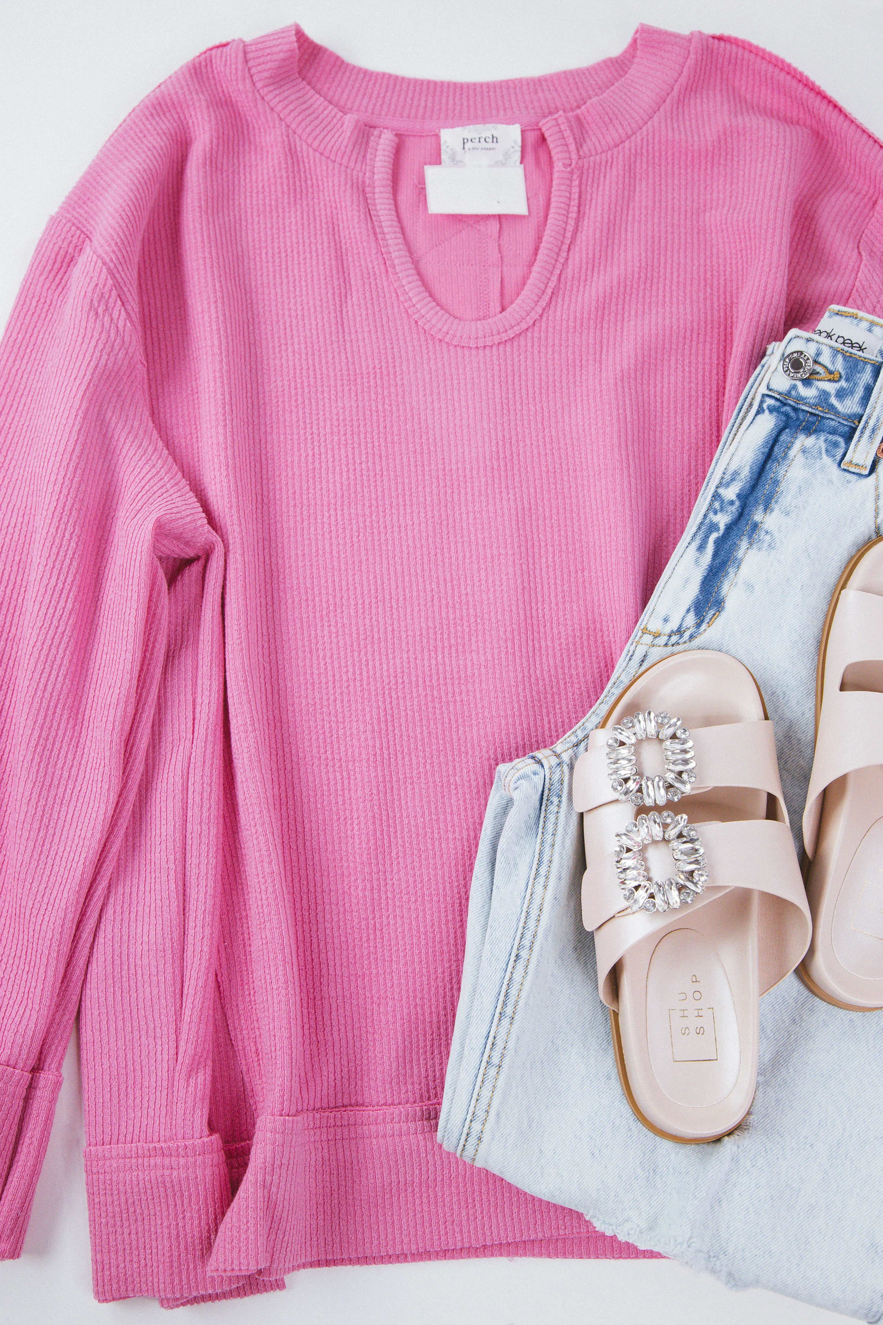 Adele Raw Edge Top, Pink | Plus Size sold by North & Main Clothing Company