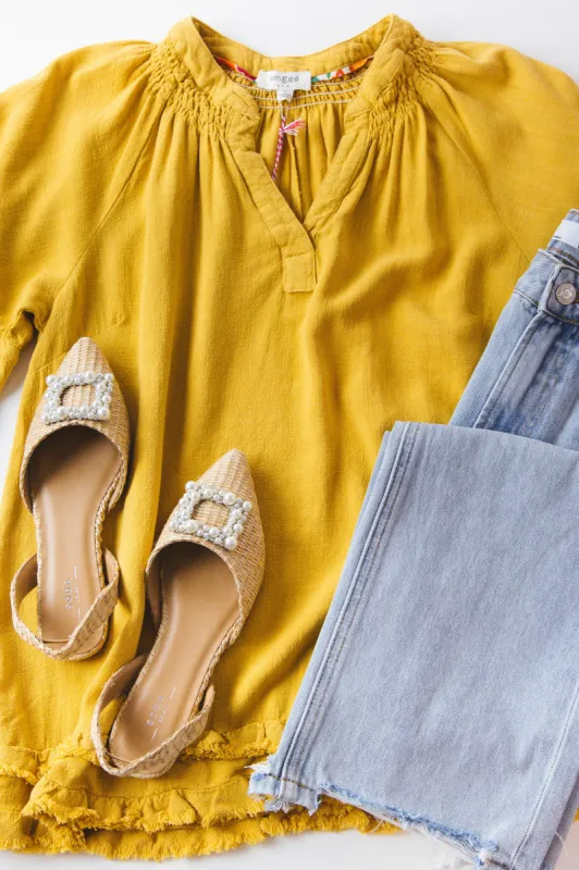 Lennon Boxy Cut Top, Honey sold by North & Main Clothing Company