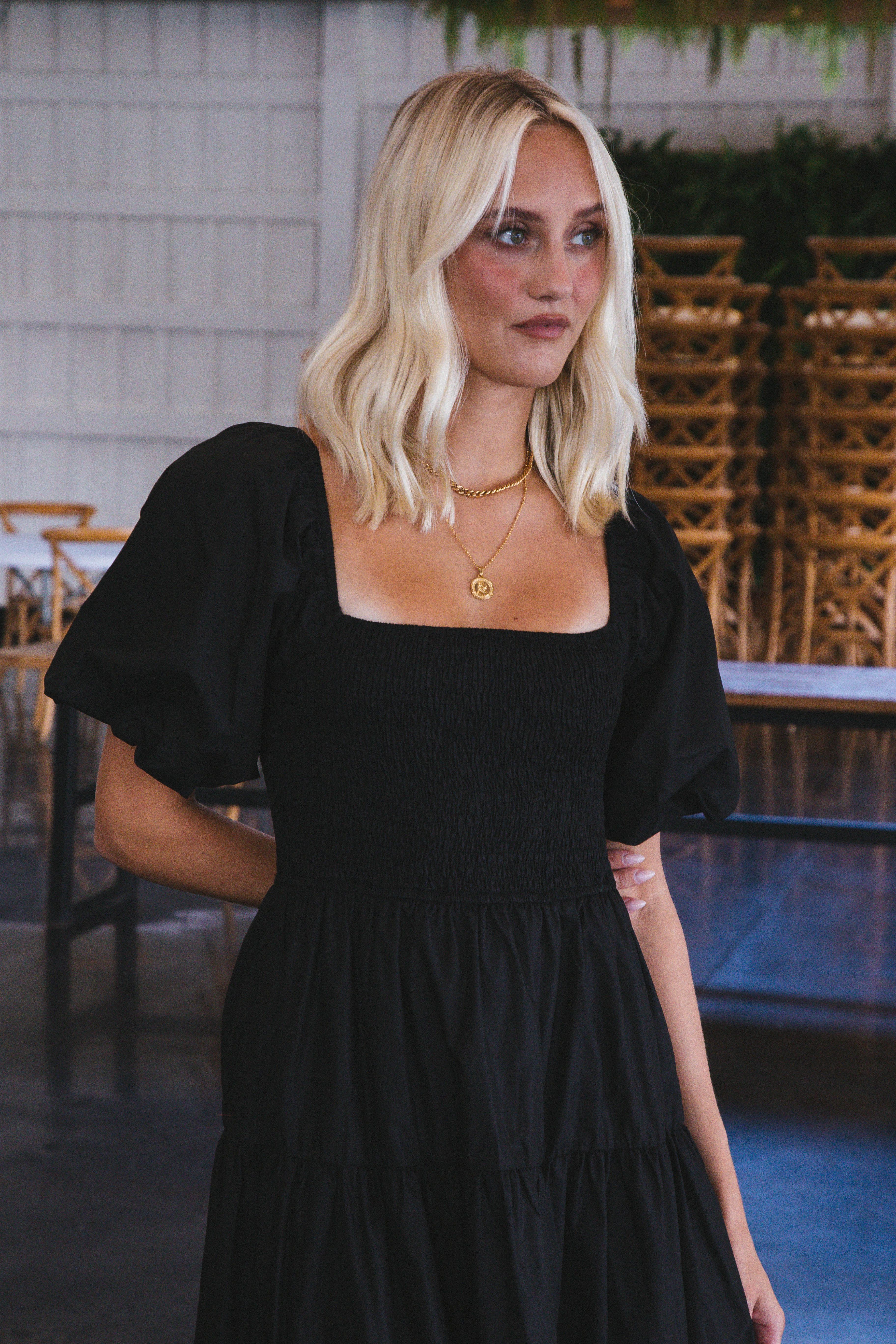 Lua Smocked Maxi Dress, Black sold by North & Main Clothing Company product image thumbnail 5