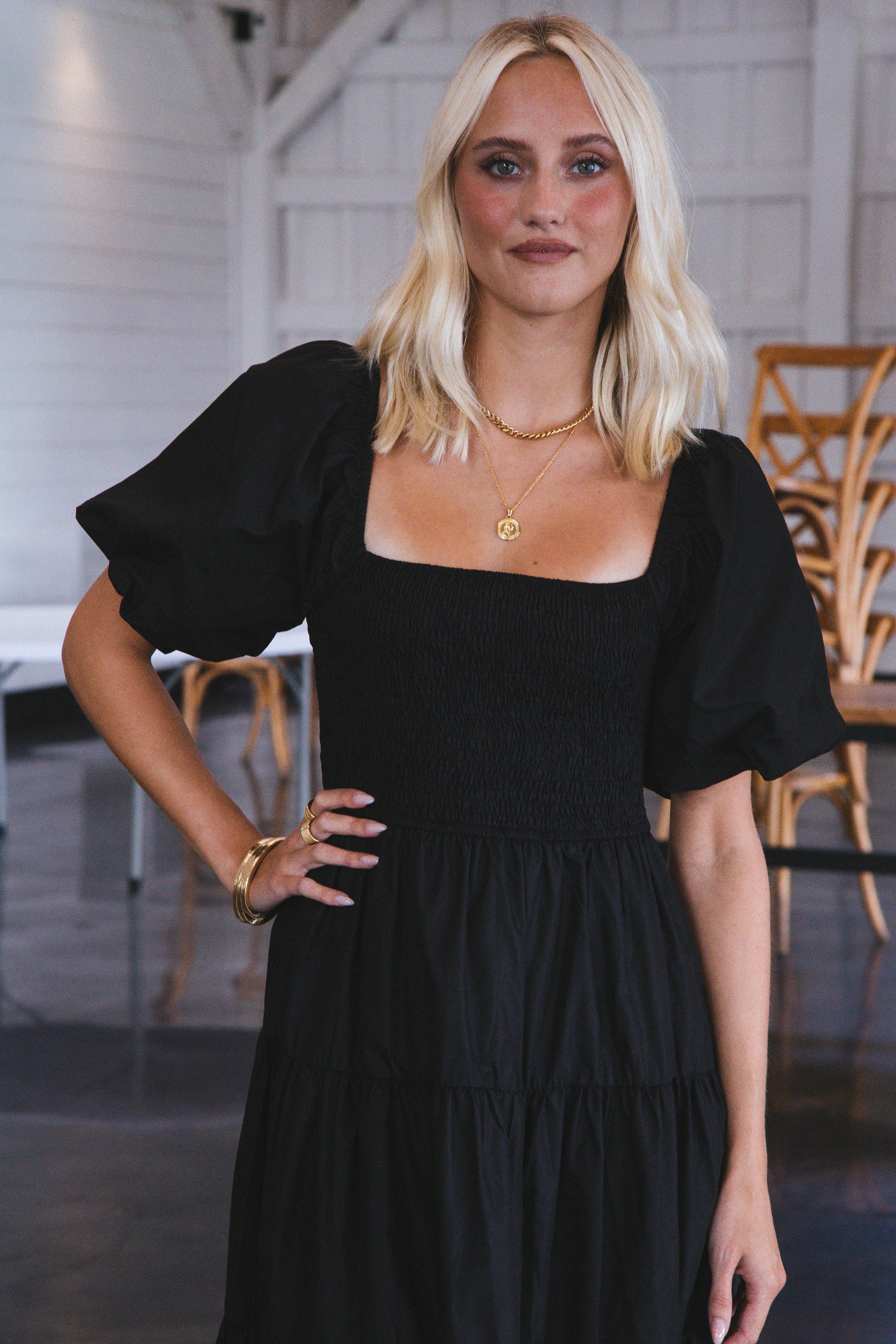 Lua Smocked Maxi Dress, Black sold by North & Main Clothing Company product image thumbnail 3