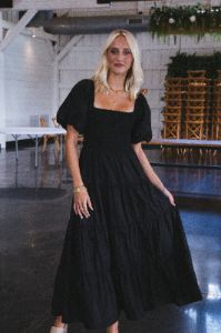 Lua Smocked Maxi Dress, Black sold by North & Main Clothing Company