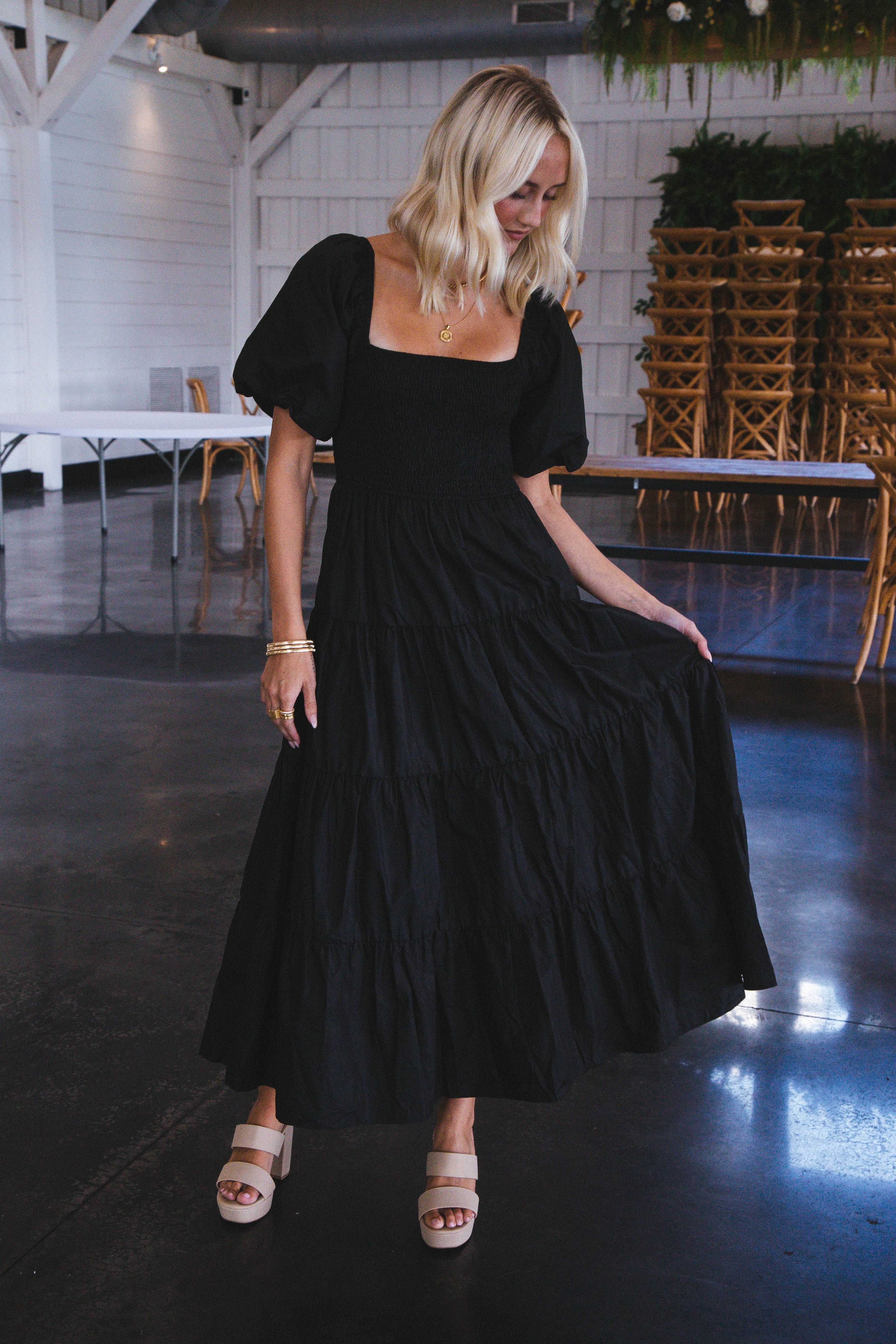 Lua Smocked Maxi Dress, Black sold by North & Main Clothing Company product image thumbnail 4