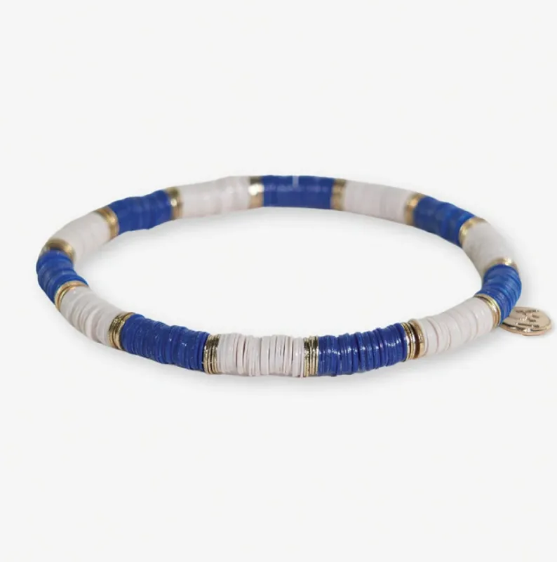 Grace Two-Colorblock Stretch Bracelet, Blue/Ivory | Ink + Alloy made by North & Main Clothing Company