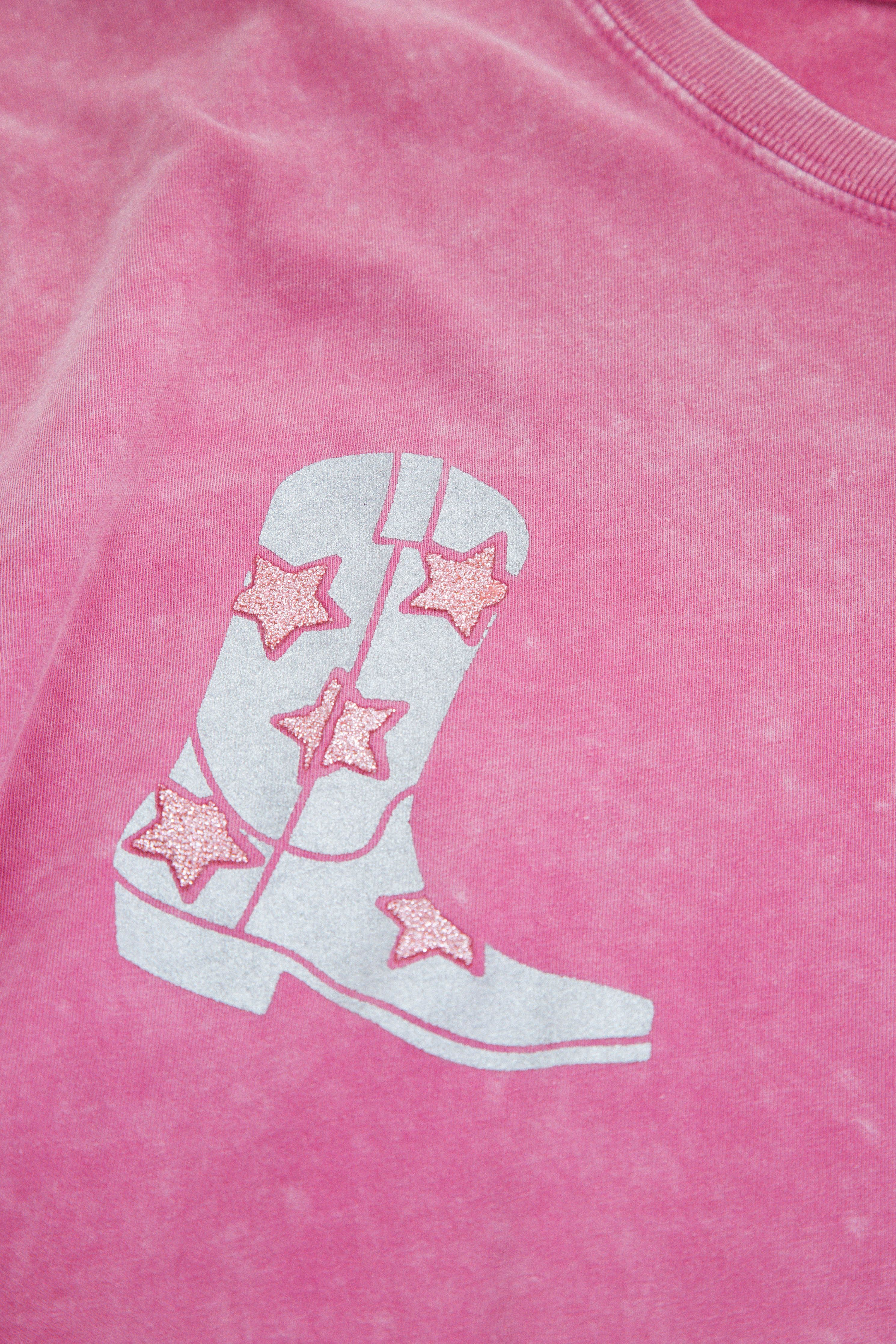 Glitter Cowboy Boots Tee, Pink sold by North & Main Clothing Company product image thumbnail 2
