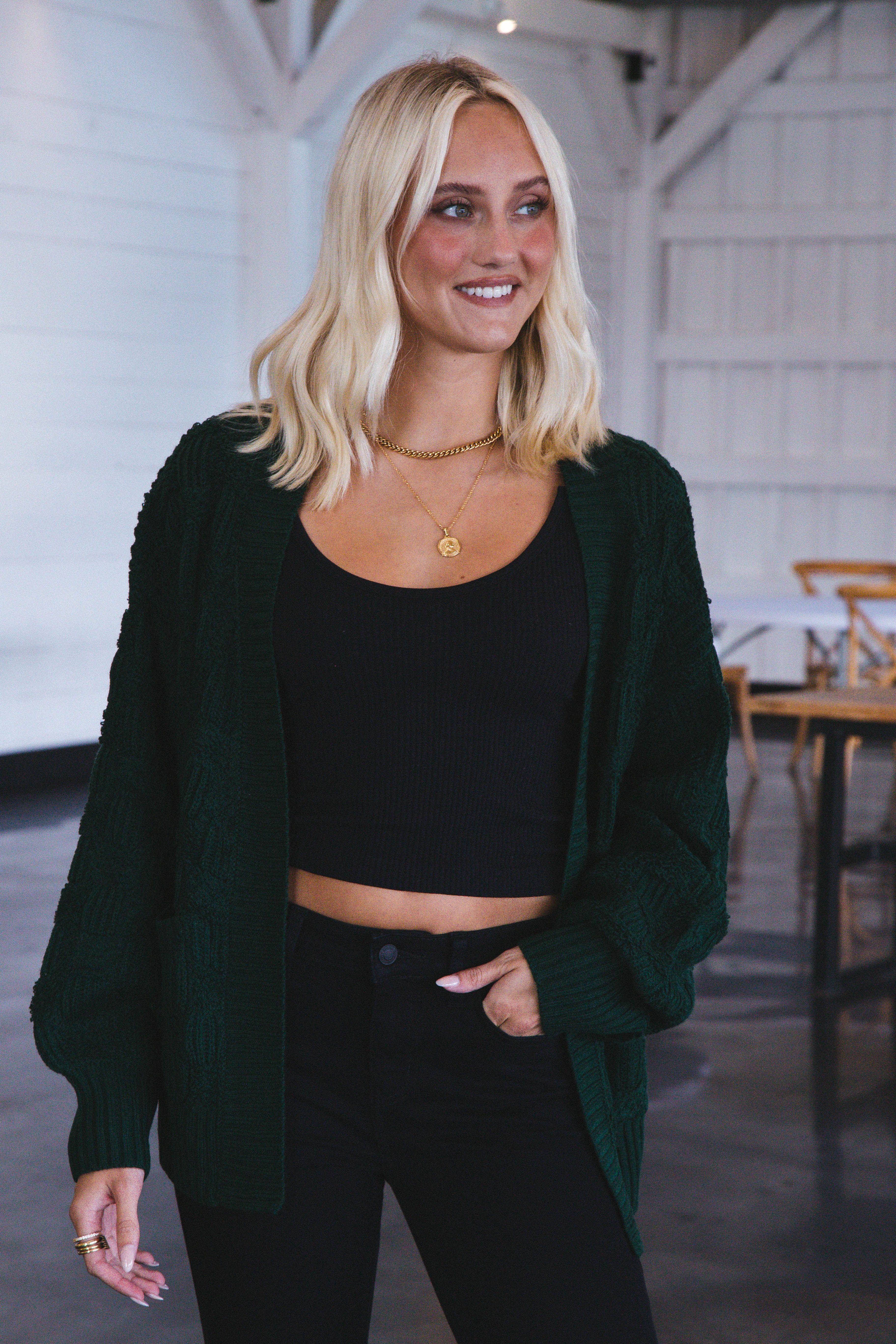 Allure Cardigan Sweater, Hunter Green sold by North & Main Clothing Company product image thumbnail 2