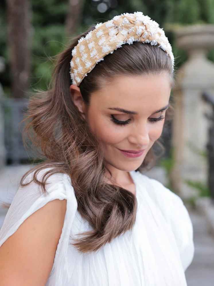Angelique Tufted Straw Headband, White sold by North & Main Clothing Company product image thumbnail 2