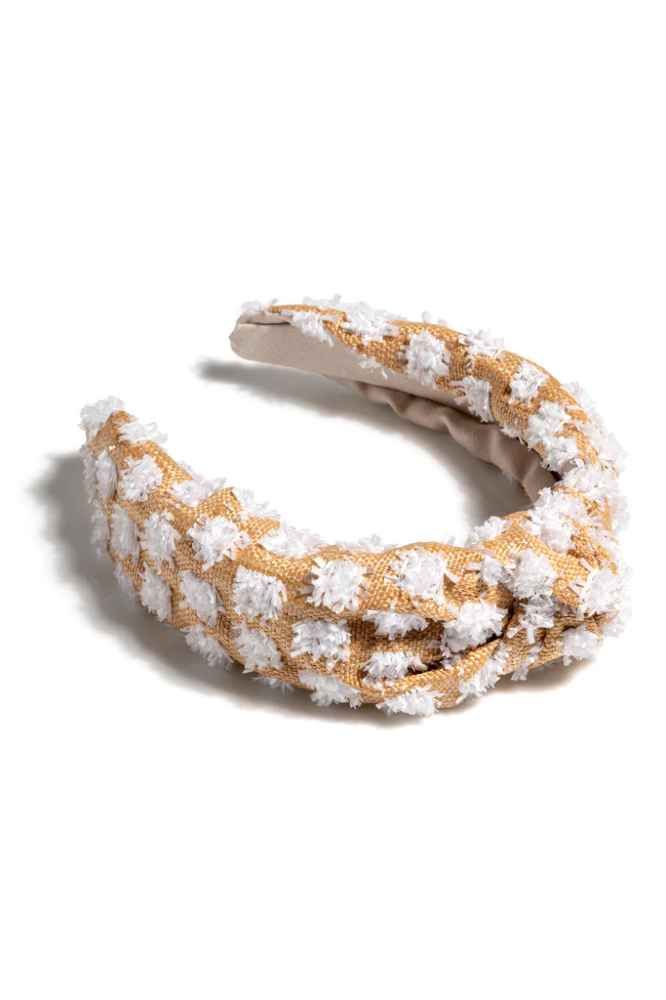 Angelique Tufted Straw Headband, White sold by North & Main Clothing Company
