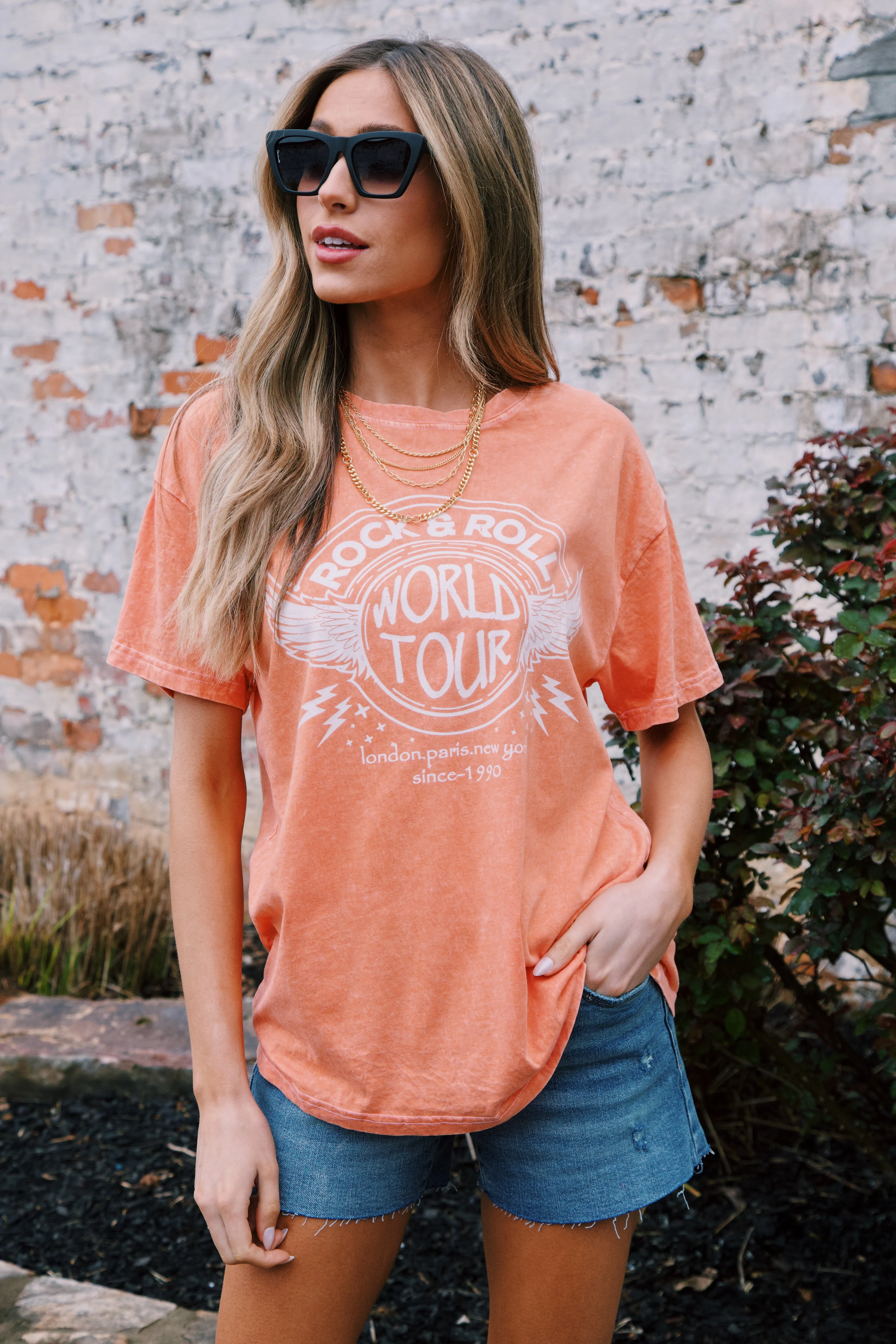 Rock And Roll Graphic Tee, Orange sold by North & Main Clothing Company product image thumbnail 5