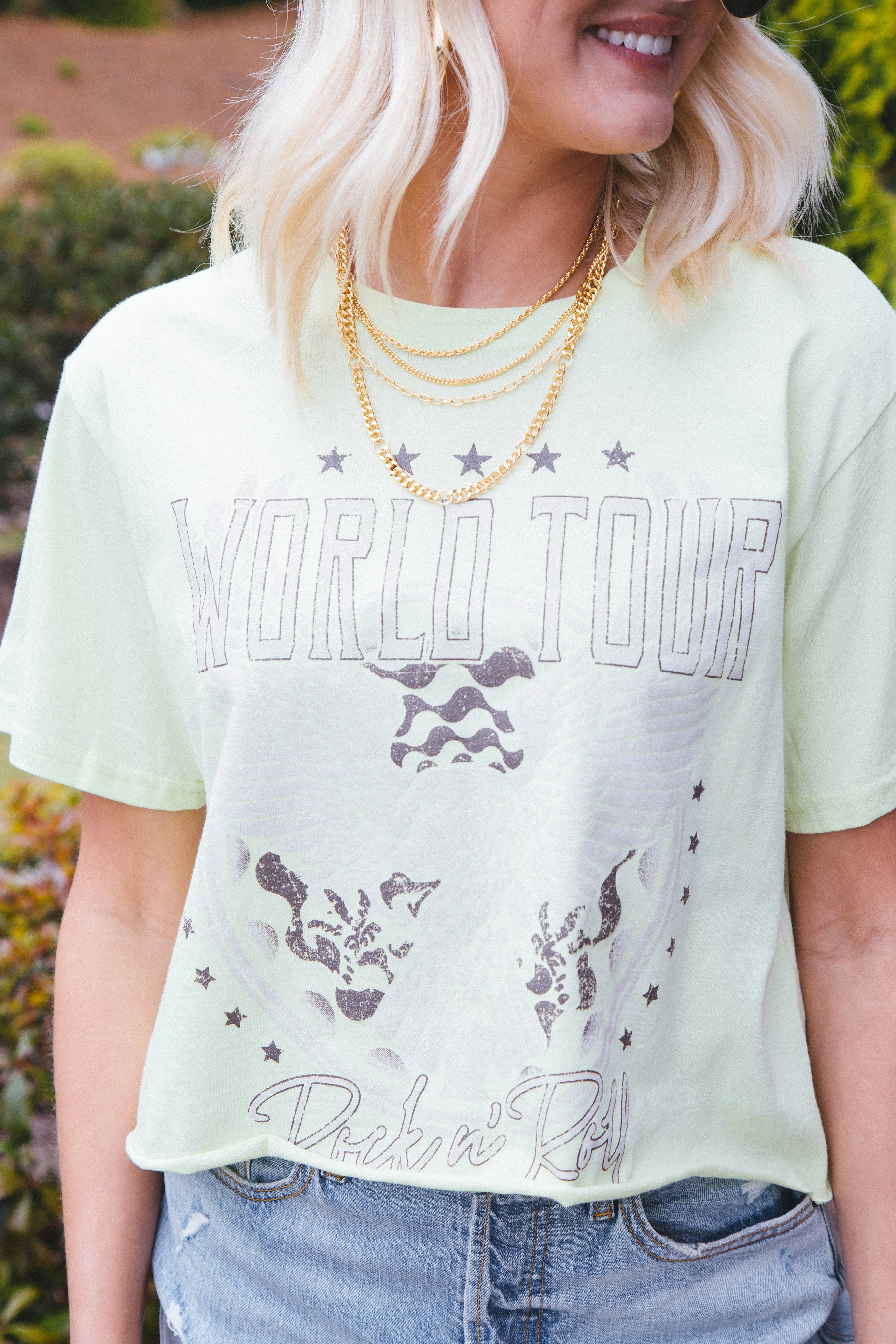 World Tour Cropped Graphic Tee, Lime sold by North & Main Clothing Company product image thumbnail 5