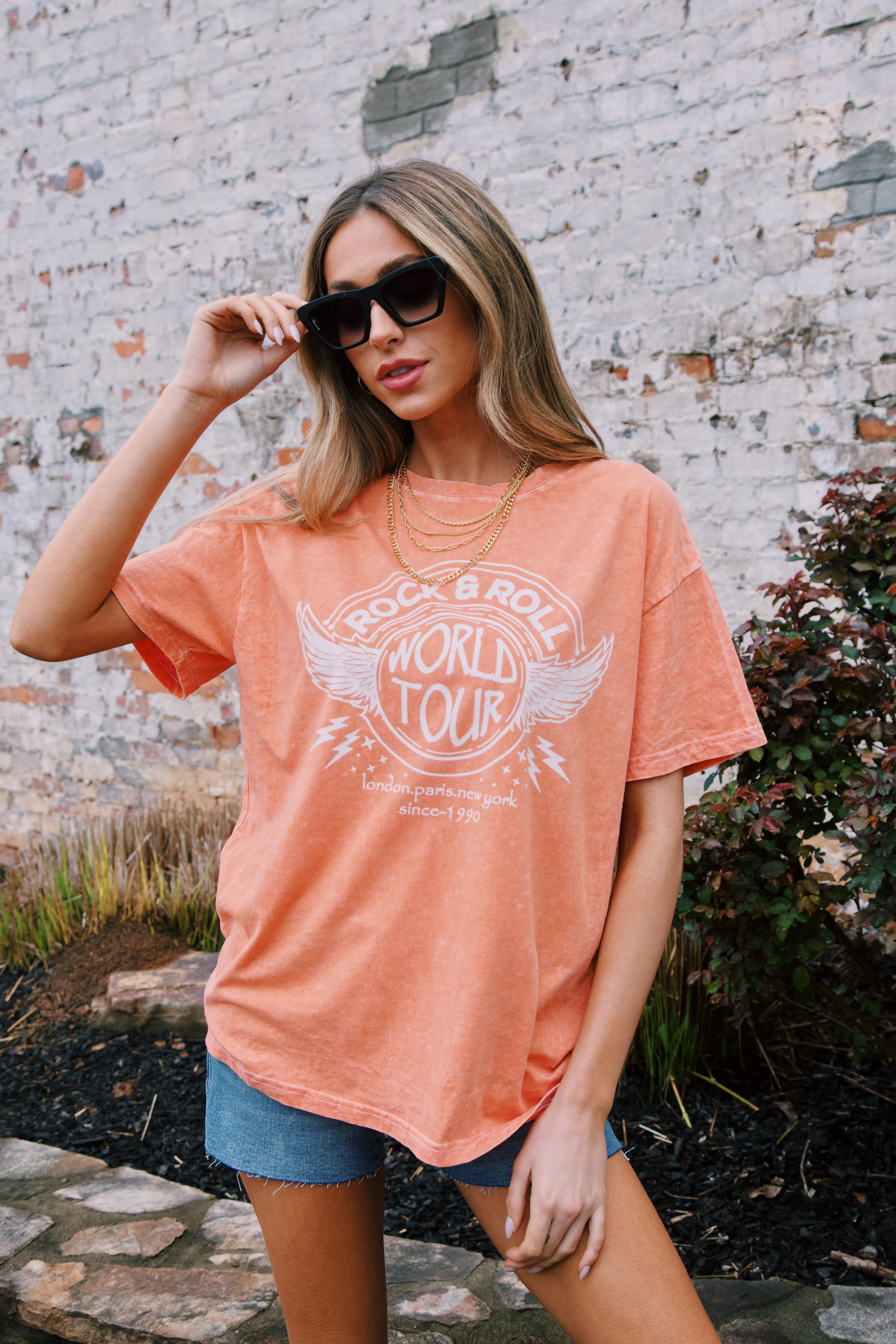 Rock And Roll Graphic Tee, Orange sold by North & Main Clothing Company product image thumbnail 3