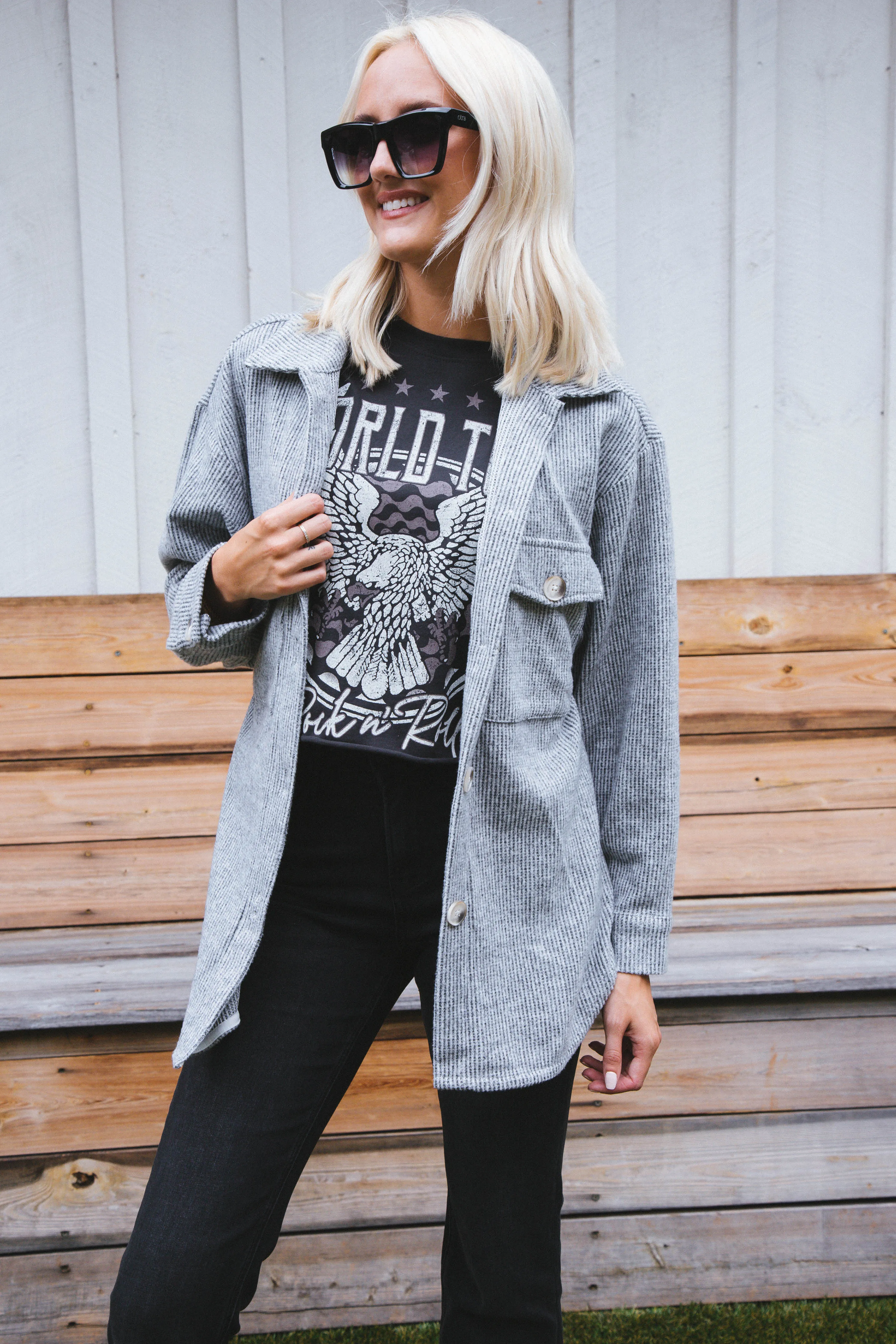 World Tour Cropped Graphic Tee, Black sold by North & Main Clothing Company product image thumbnail 4