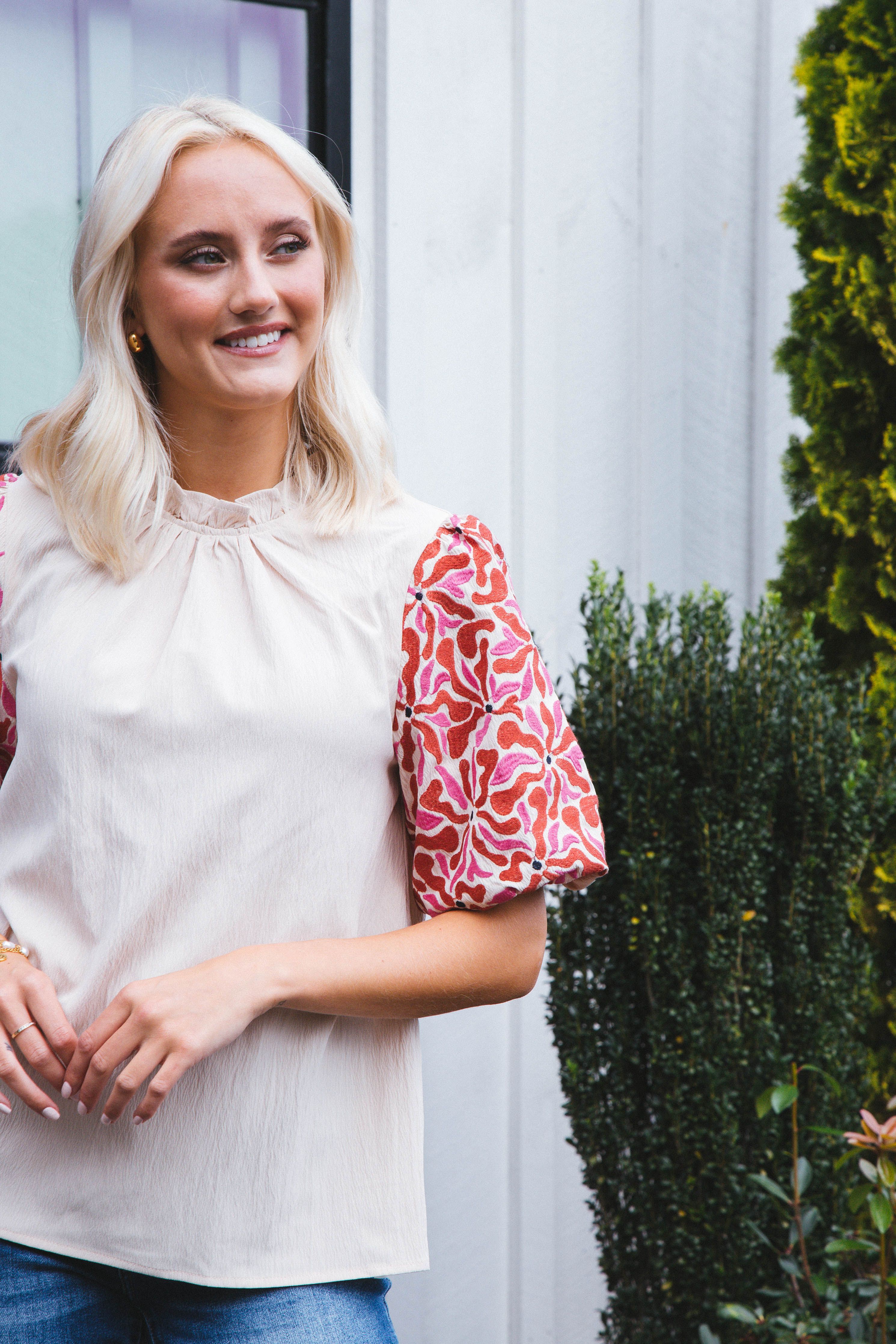 Jackie Embroidered Top, Natural sold by North & Main Clothing Company product image thumbnail 6