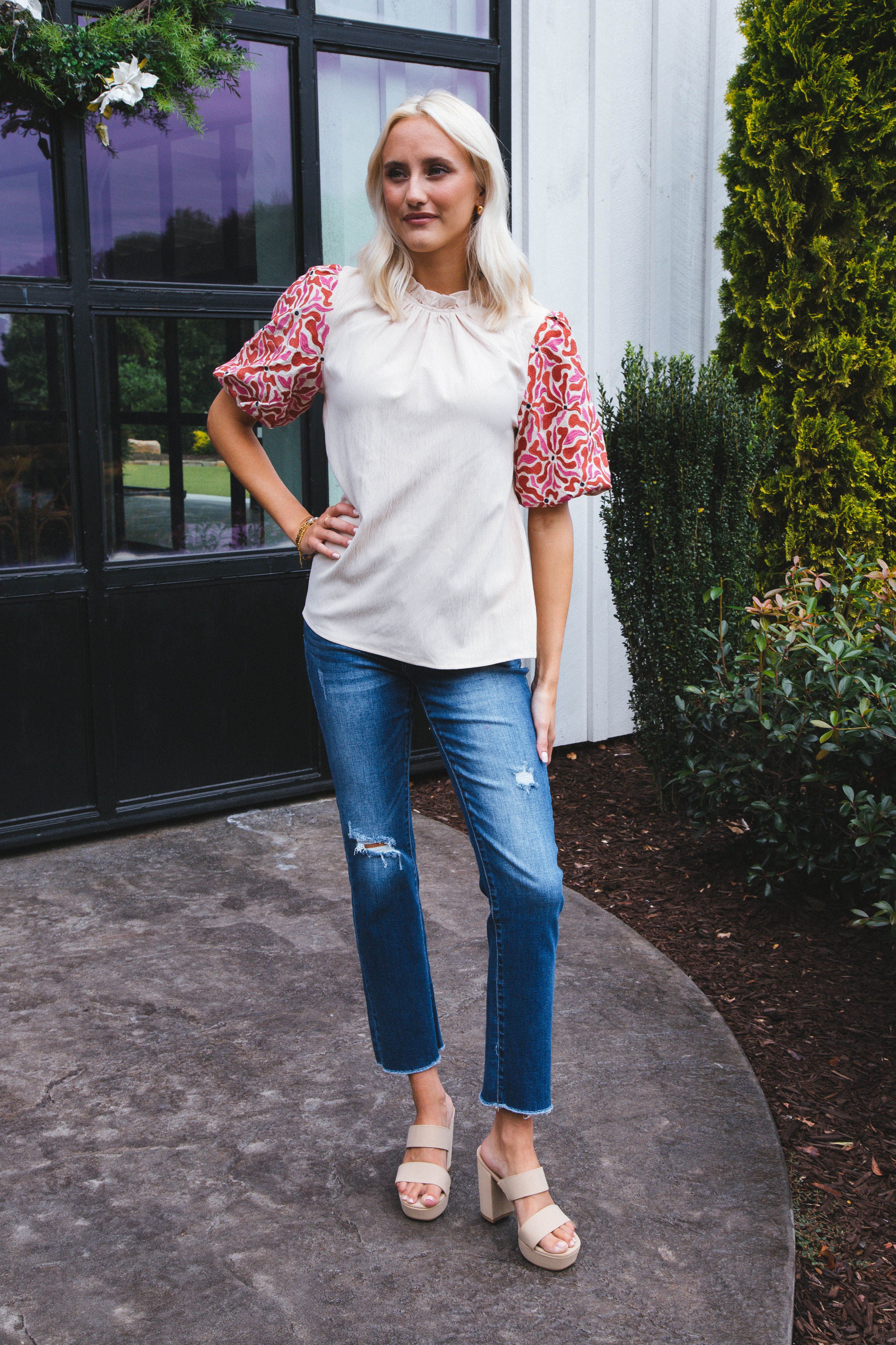 Jackie Embroidered Top, Natural sold by North & Main Clothing Company product image thumbnail 3