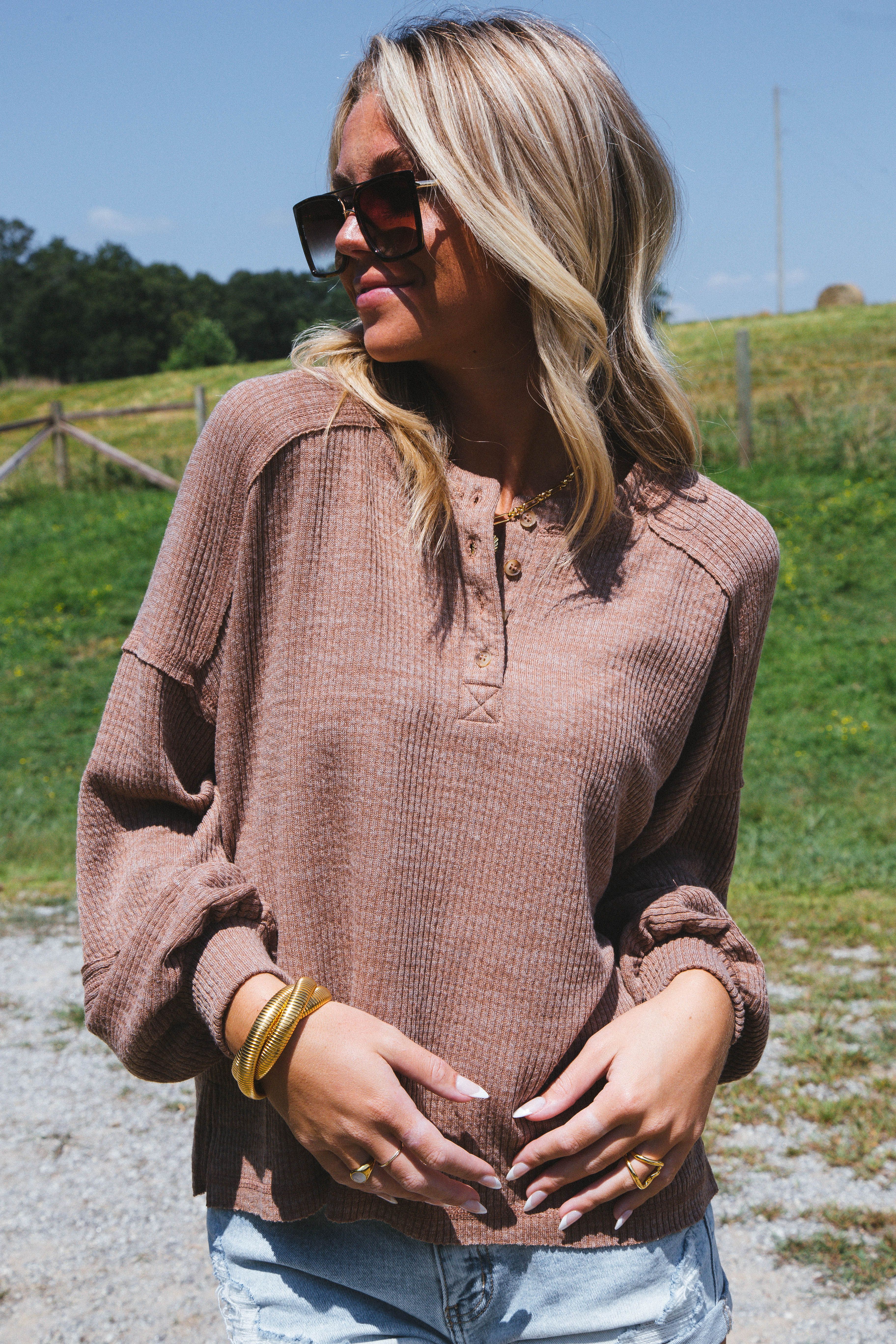 Fireside Knit Henley Top, Brown sold by North & Main Clothing Company product image thumbnail 2