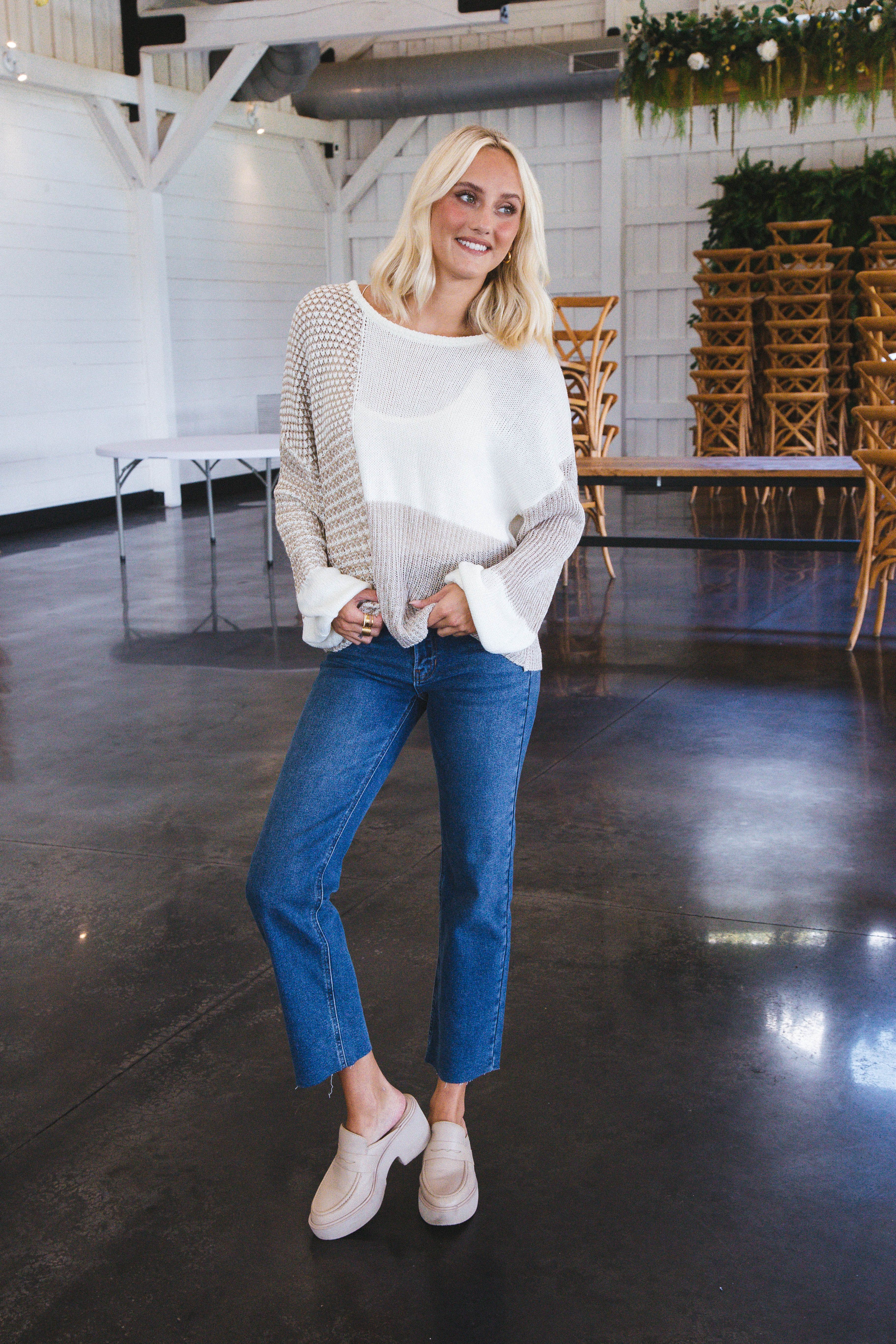 Polina Drop Shoulder Knit Sweater, Taupe Multi sold by North & Main Clothing Company product image thumbnail 2