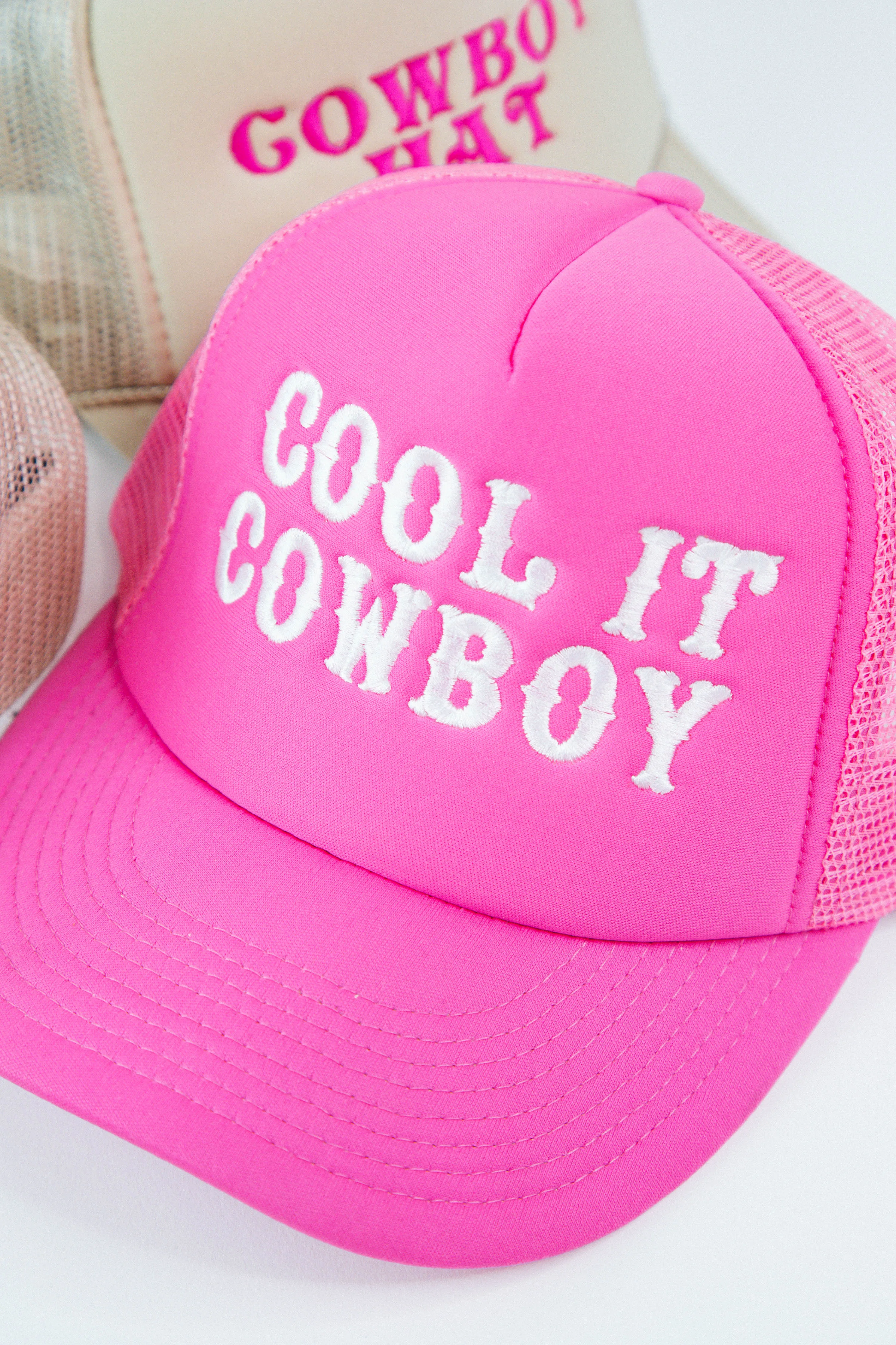 Cool It Cowboy Trucker Hat Cap, Pink sold by North & Main Clothing Company