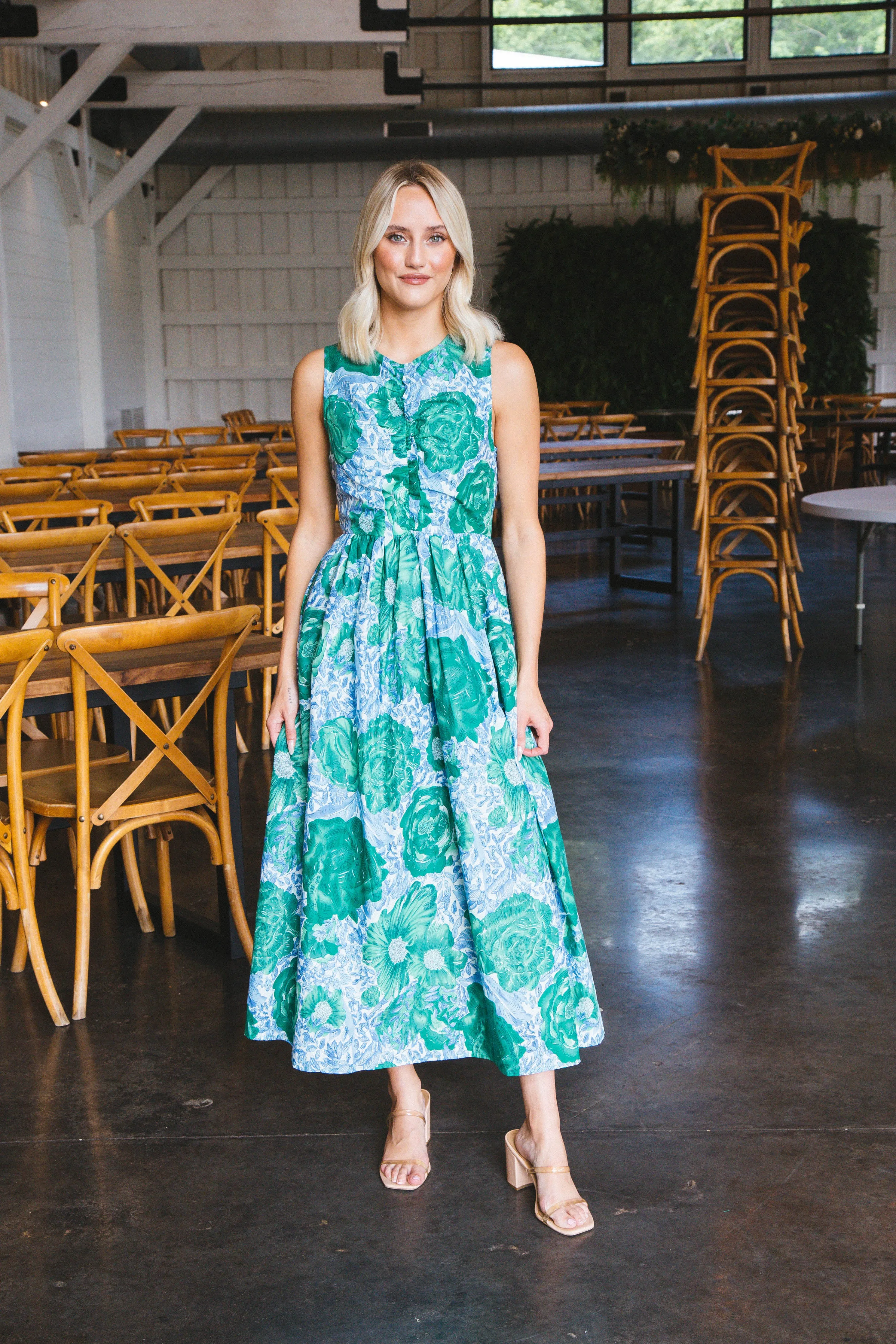 Molly Ruched Detail Midi Dress, Green sold by North & Main Clothing Company product image thumbnail 2