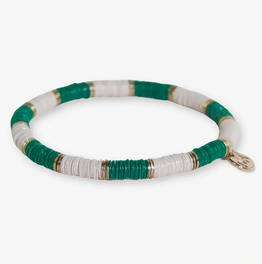 Grace Two-Colorblock Stretch Bracelet, Green/Ivory | Ink + Alloy sold by North & Main Clothing Company