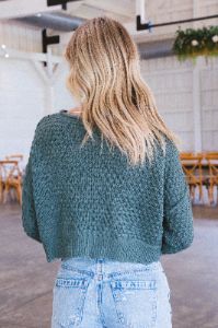 Textured Crop Sweater, Gray Green sold by North & Main Clothing Company
