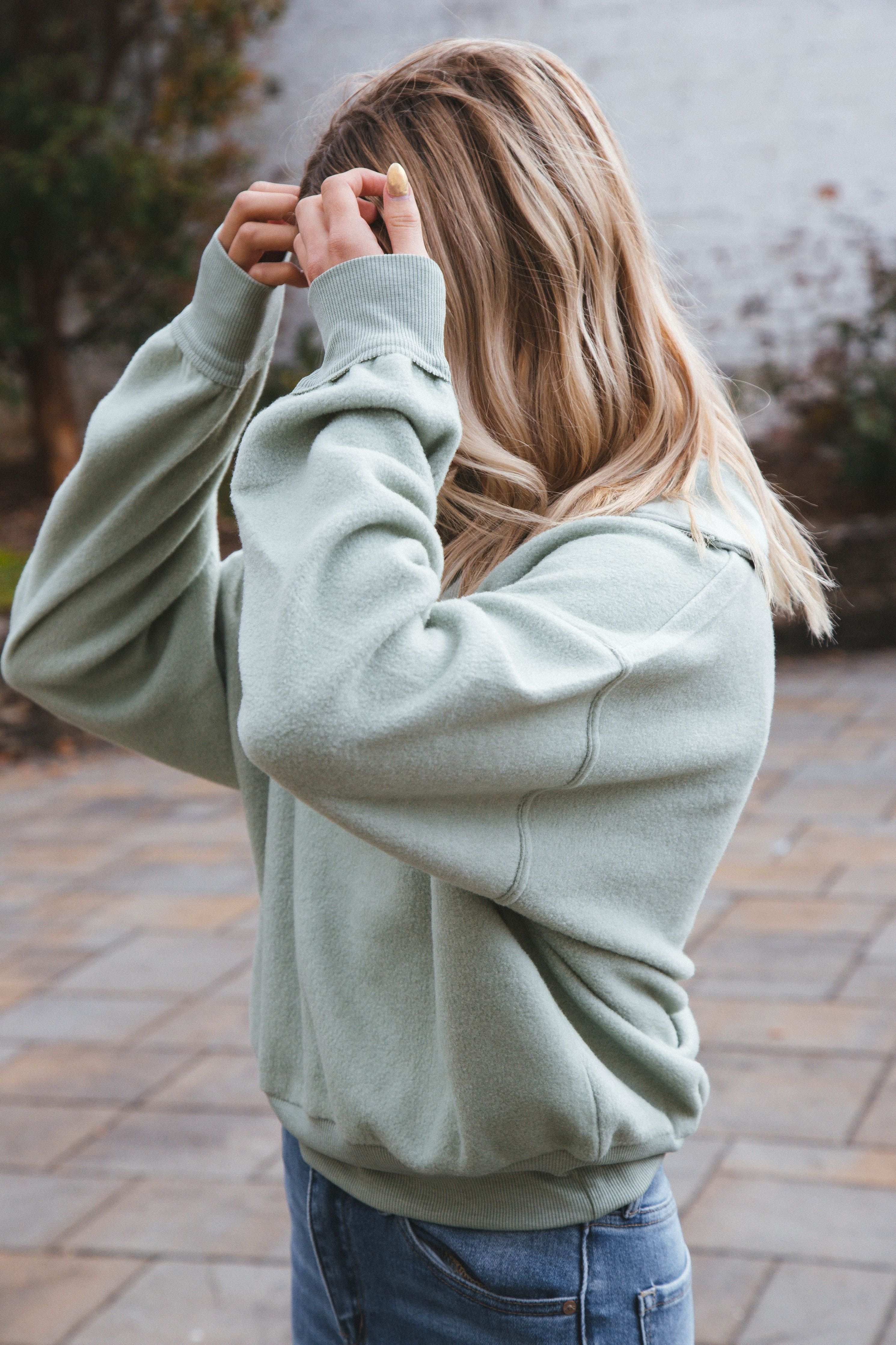 Rosalyn Brushed Three-Quarter Zip Pullover, Iceberg Green sold by North & Main Clothing Company product image thumbnail 2