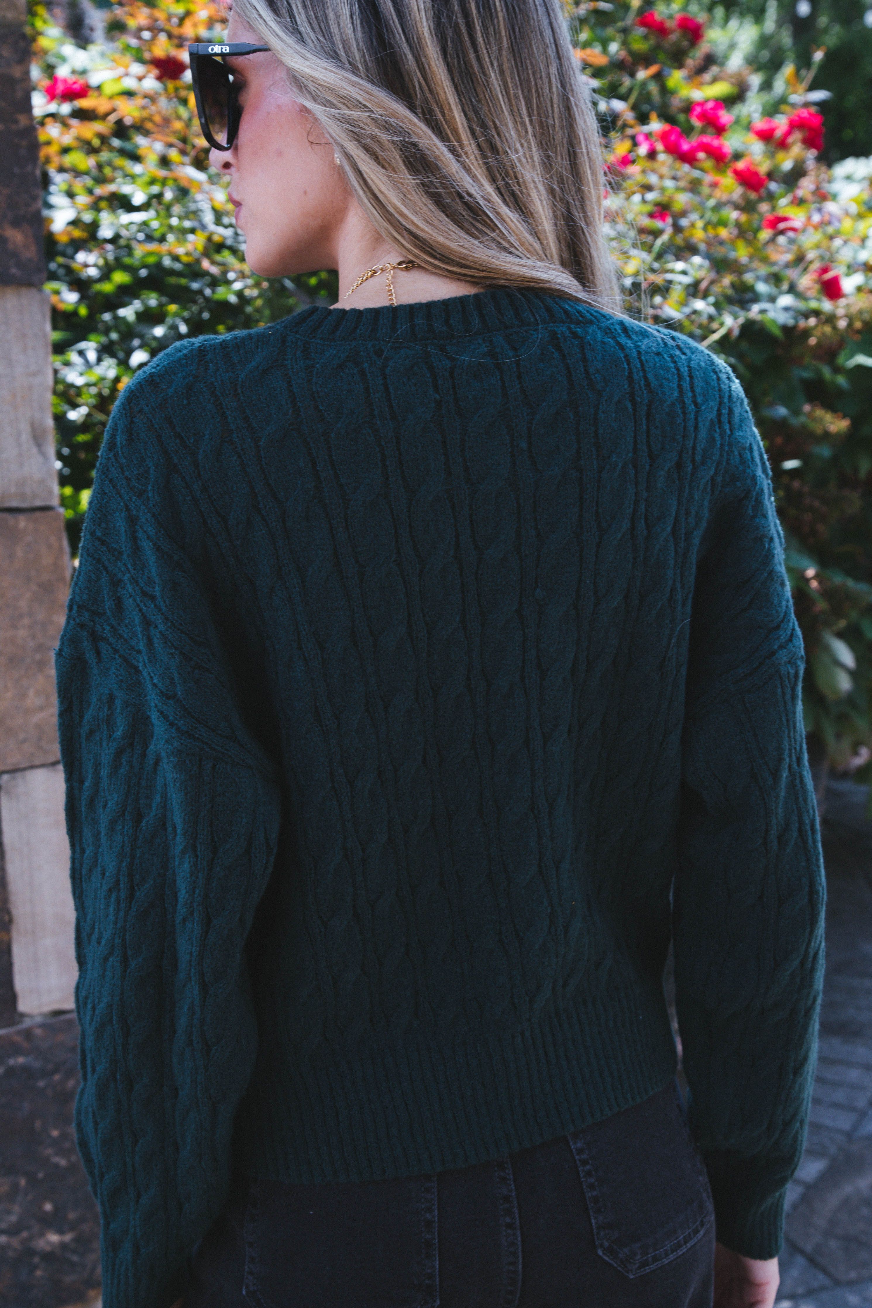 Enya Cable Knit Sweater, Hunter Green sold by North & Main Clothing Company product image thumbnail 4