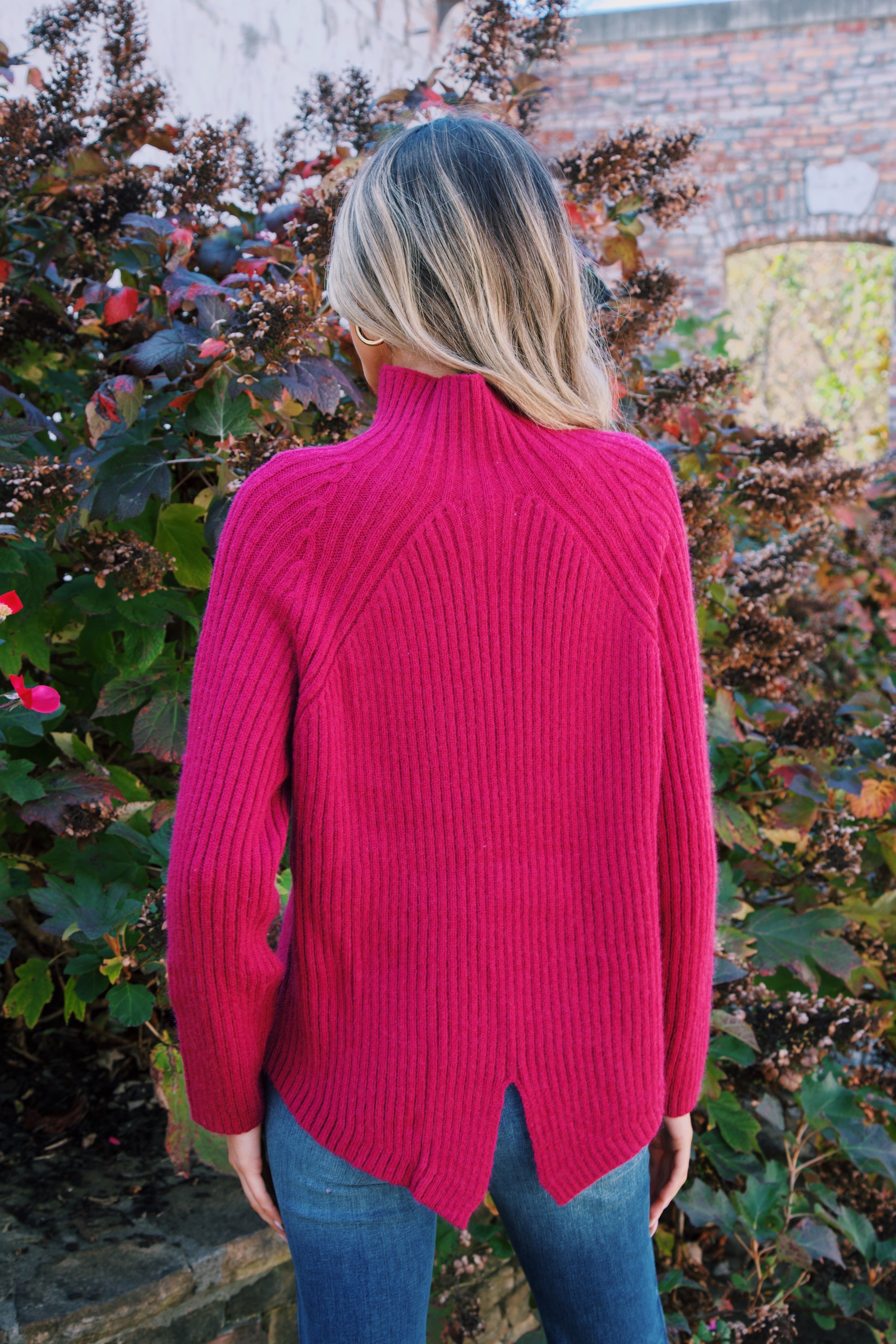 Tori Turtleneck Sweater, Fucshia sold by North & Main Clothing Company product image thumbnail 5