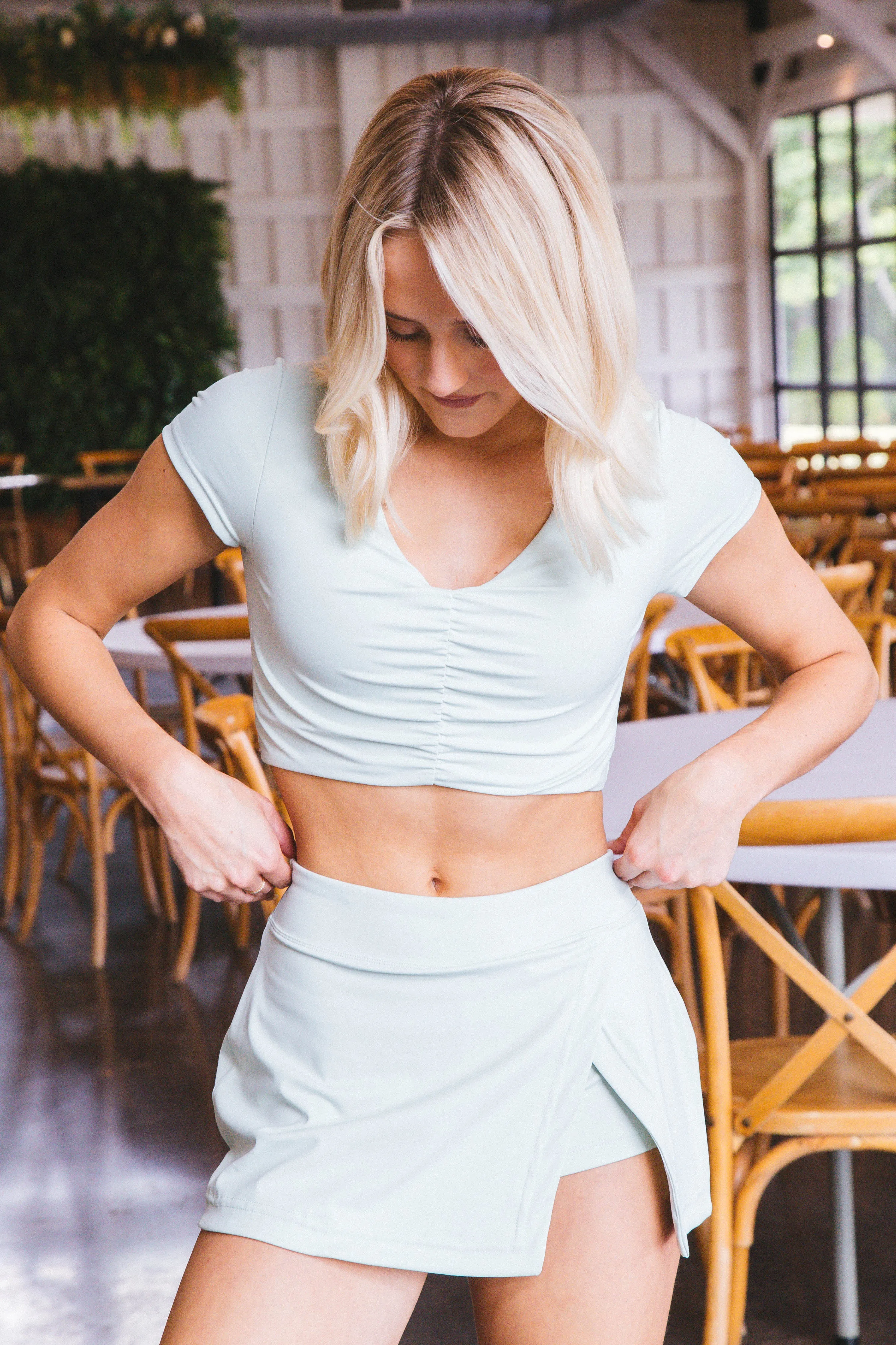 Juniper Ruched Front Crop Top, Mint sold by North & Main Clothing Company product image thumbnail 4