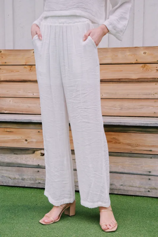 Charleston High Rise Linen Pant, White sold by North & Main Clothing Company