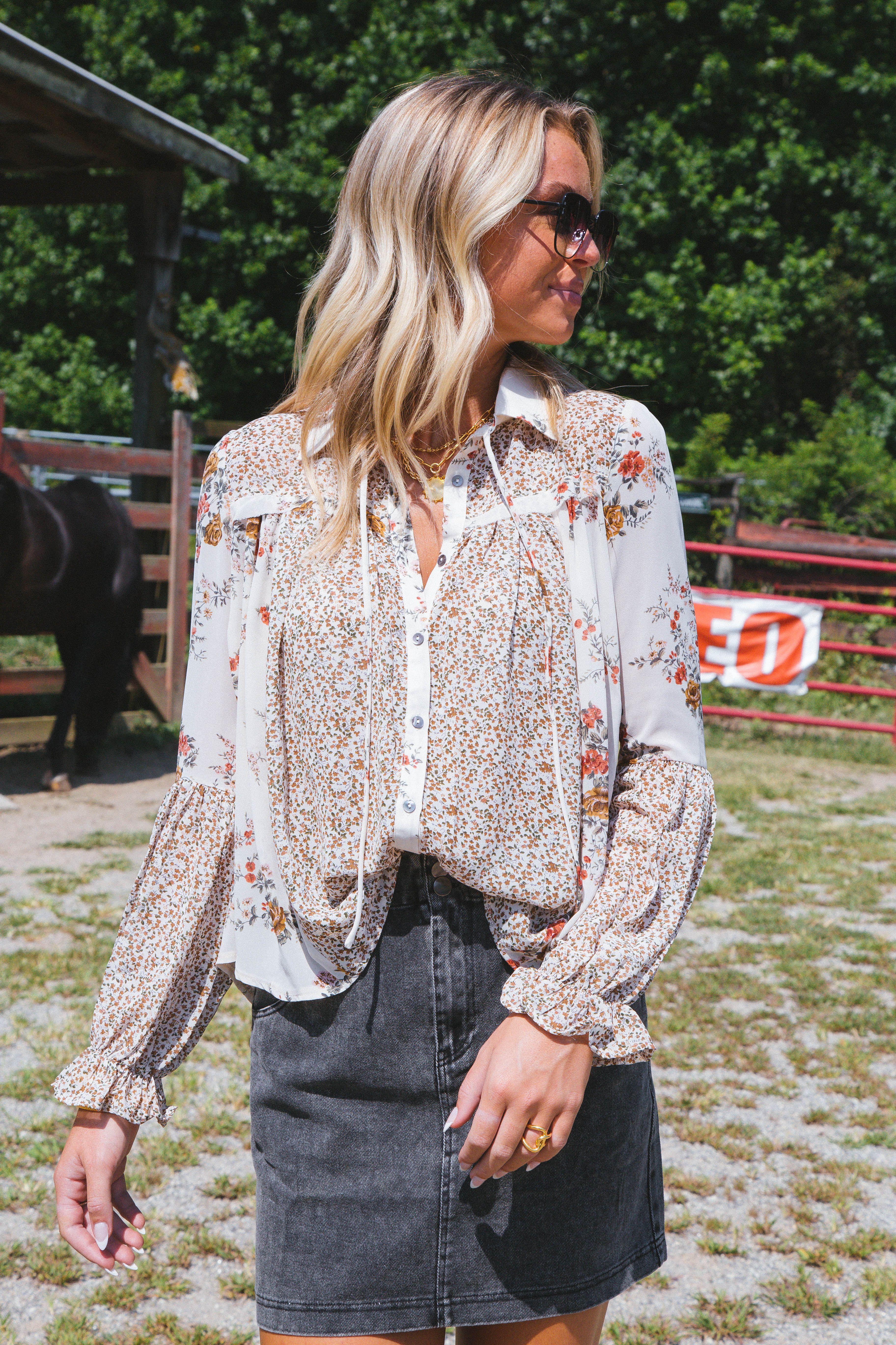 Spring Fling Floral Blouse, Light Taupe sold by North & Main Clothing Company product image thumbnail 4