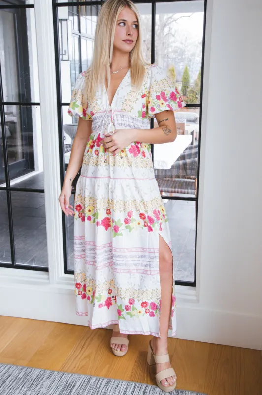 Abigail Bubble Sleeve Maxi Dress, Off White sold by North & Main Clothing Company