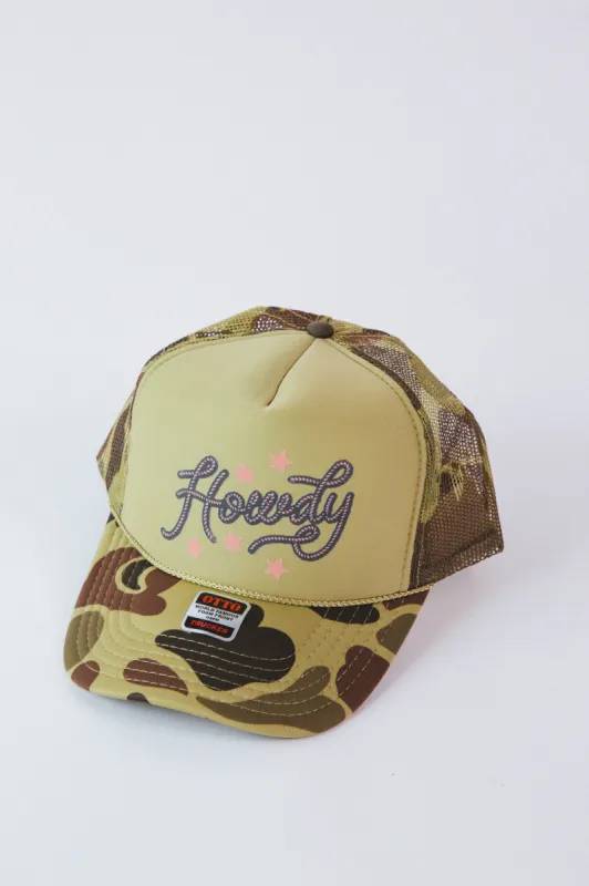 Howdy Western Trucker Hat, Olive/Camo sold by North & Main Clothing Company