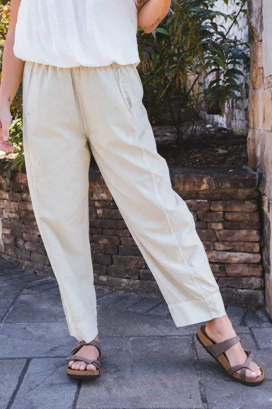 Preppy Poplin Pull On Pant, Birch | Free People sold by North & Main Clothing Company